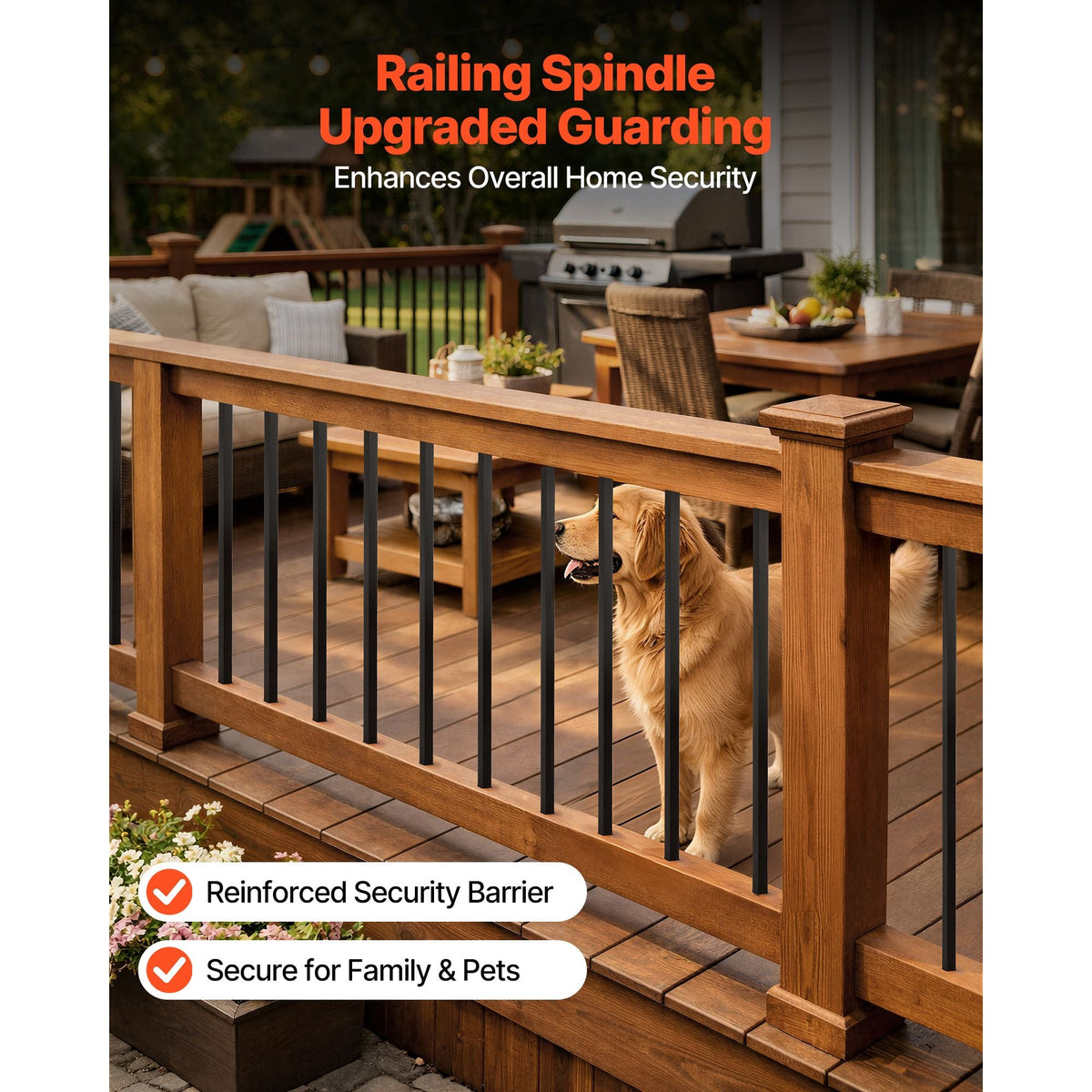125 Pack Deck Balusters, 3/4 in Square x 26 in Long Aluminum Railing Spindles, Hollow Metal Decking Stair Balusters with Connectors, Screws, for Deck, Porch & Staircase Railing Fence, Black