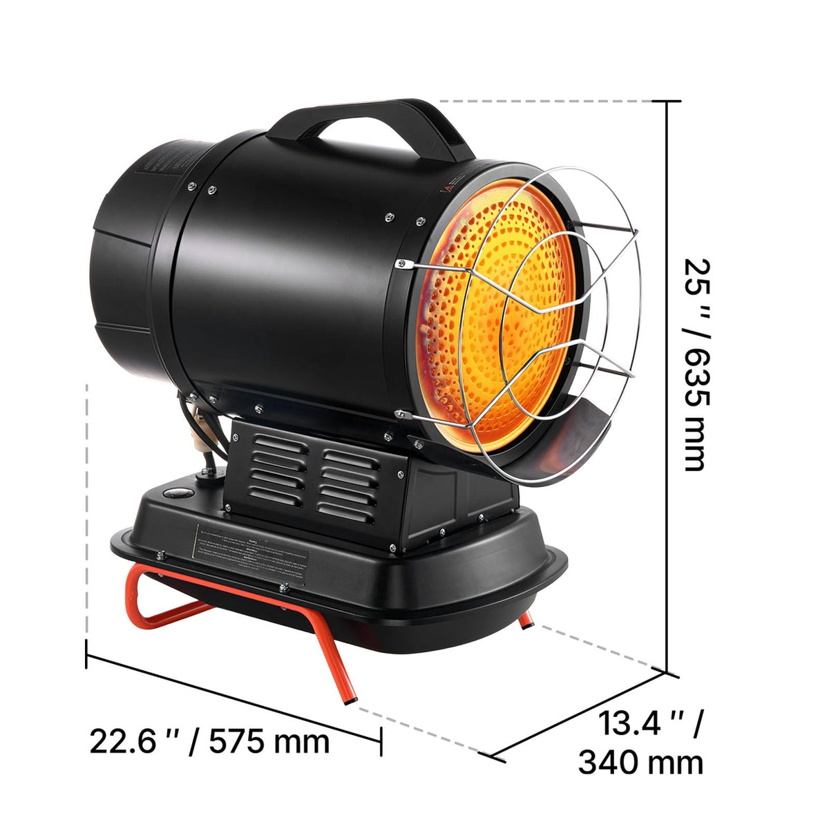 125000 BTU Radiant Kerosene Diesel Heater, Portable Industrial Space Heater with Adjustable Temp & Wheels, Ideal for Jobsite/Garage/Warehouse/Workshop Construction Heating,Black
