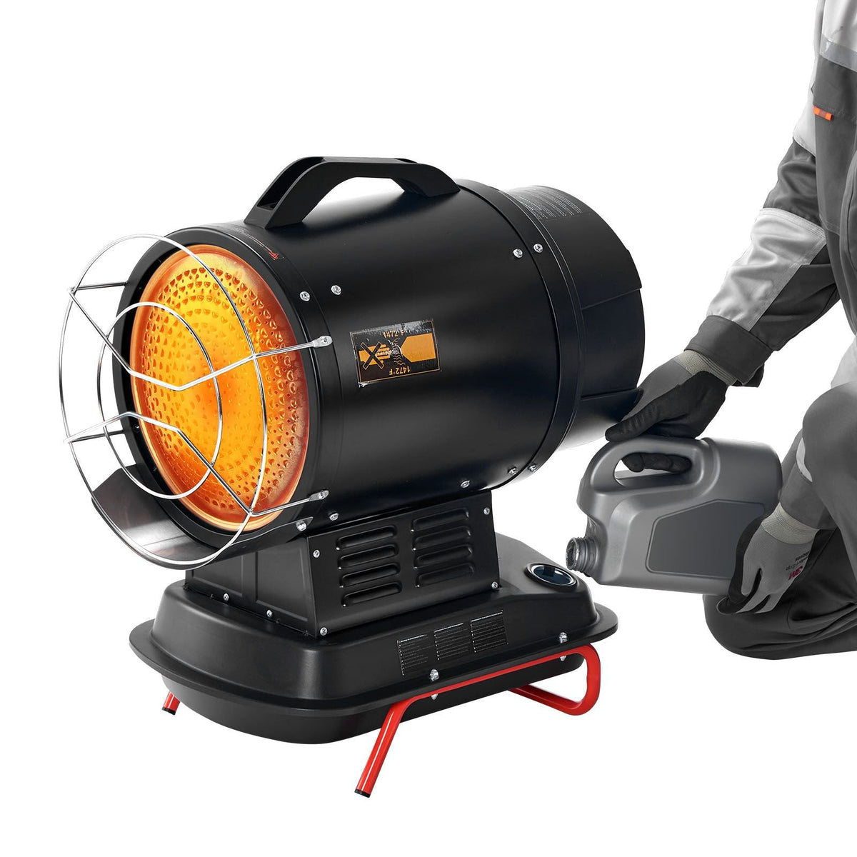 125000 BTU Radiant Kerosene Diesel Heater, Portable Industrial Space Heater with Adjustable Temp & Wheels, Ideal for Jobsite/Garage/Warehouse/Workshop Construction Heating,Black