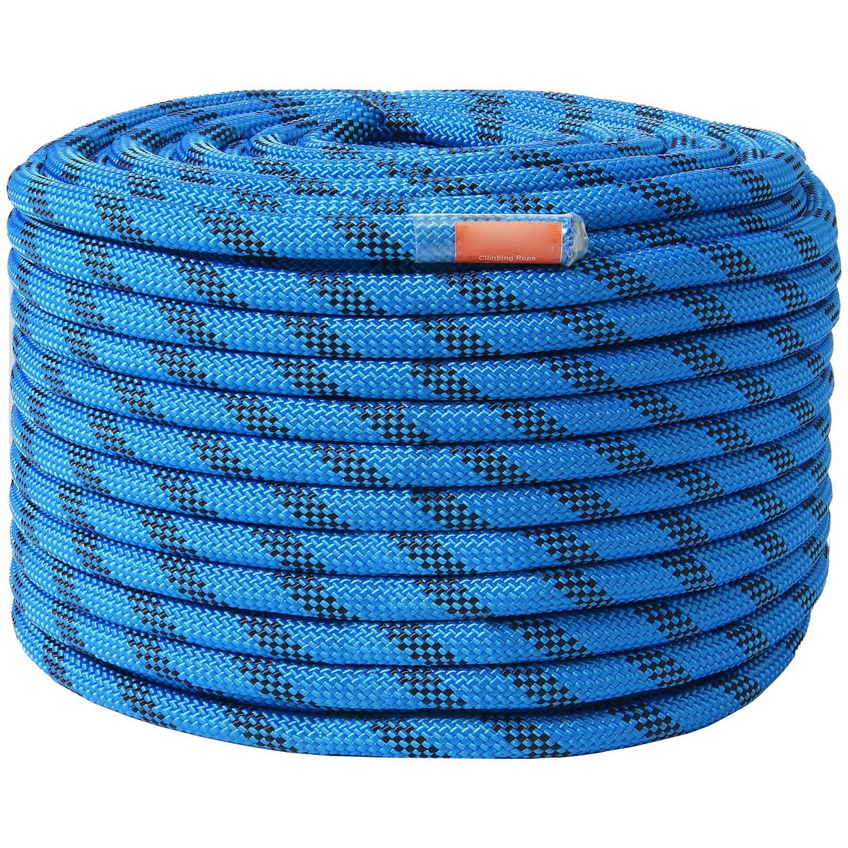 12.7mm Static Climbing Rope, 45.7M(150ft) Outdoor Rock Climbing Rope 30KN Breaking Tension, Fiber Rope with Steel Snap Hooks for Escape, Rappelling, Fire Rescue, Blue