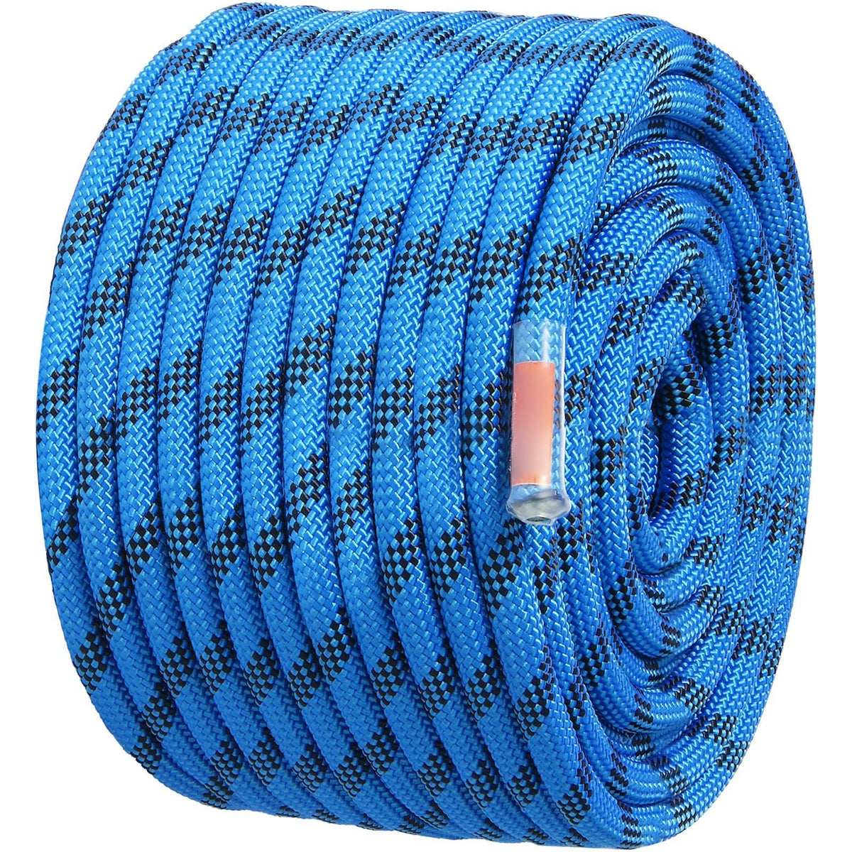 12.7mm Static Climbing Rope, 45.7M(150ft) Outdoor Rock Climbing Rope 30KN Breaking Tension, Fiber Rope with Steel Snap Hooks for Escape, Rappelling, Fire Rescue, Blue