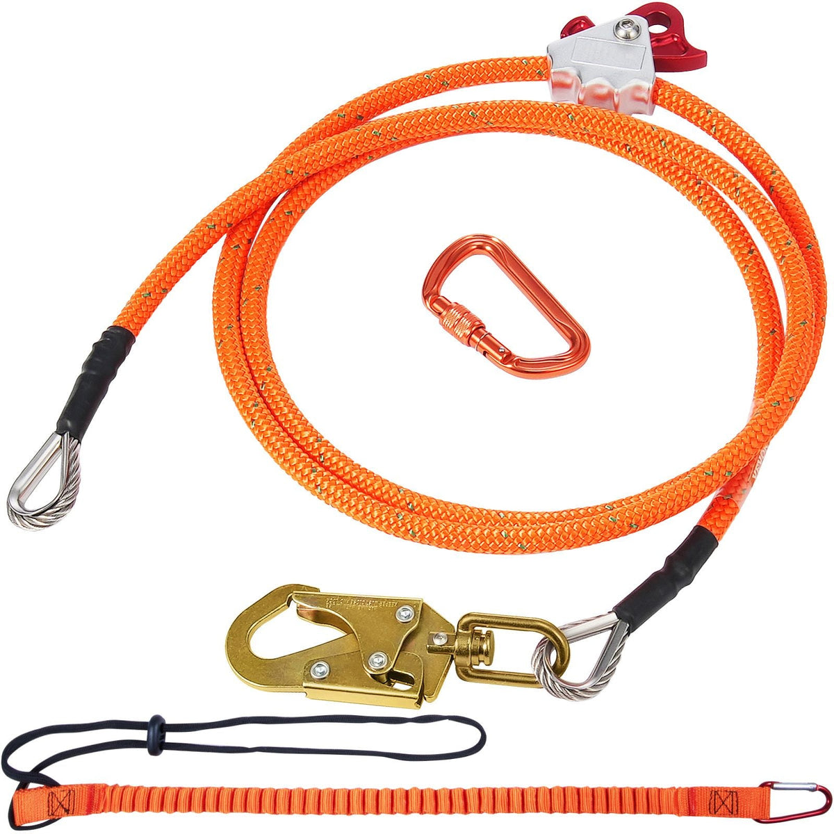 12.7mm Steel Core Flipline, 10ft(3m) Arborist Flipline, Flip Line for Tree Climbing with Alloy Steel Snap Hook & Aluminum Alloy Carabiner, 30KN Breaking Tension for Fall Protection, Tree Climber
