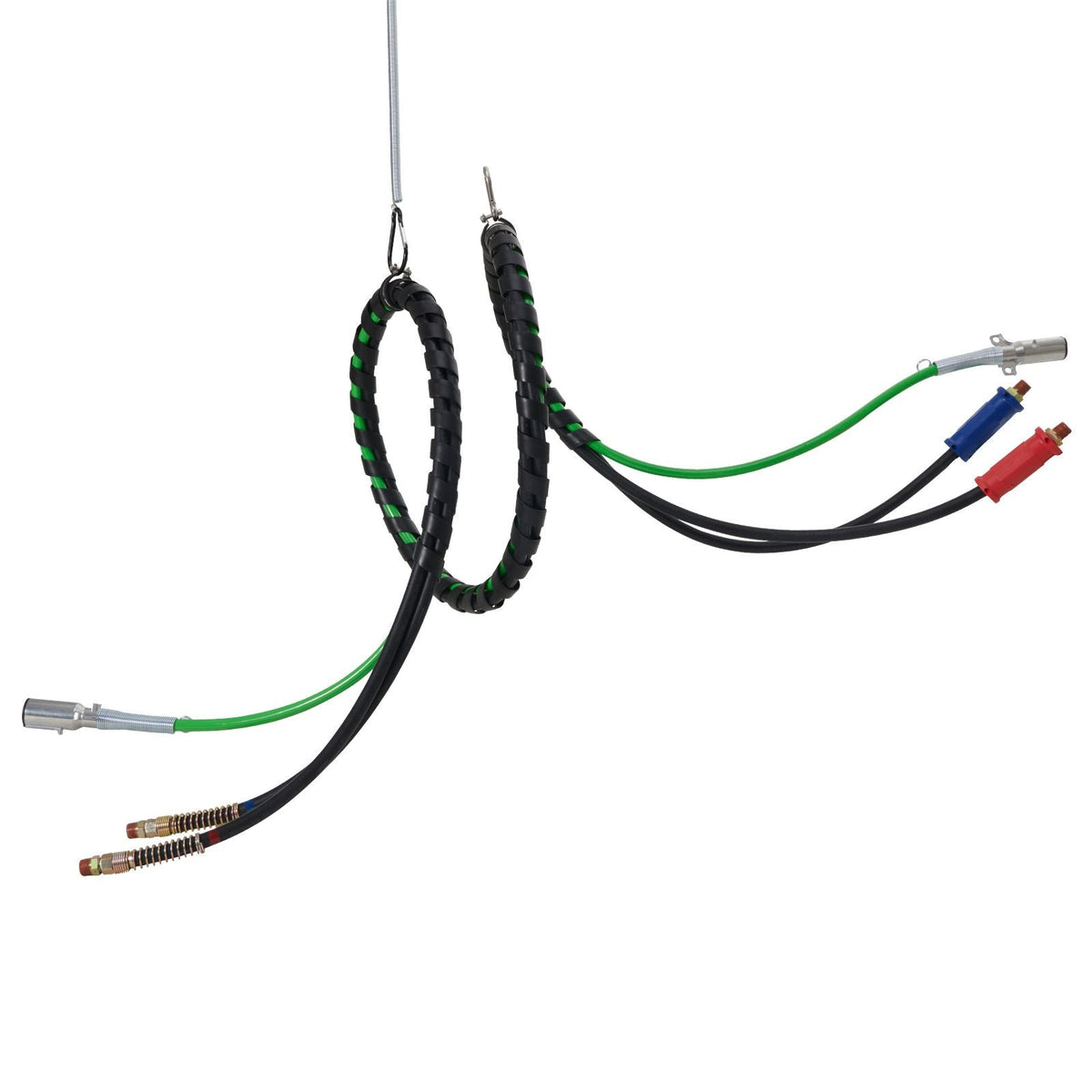 12FT Semi Truck Air Lines Kit, 3-in-1 Air Hoses & ABS Power Line for Semi Truck Trailer Tractor, 7-Way Plug Electrical Cord Cable and Rubber Air Lines Hose Assembly Kit with Hook & Teflon Tape
