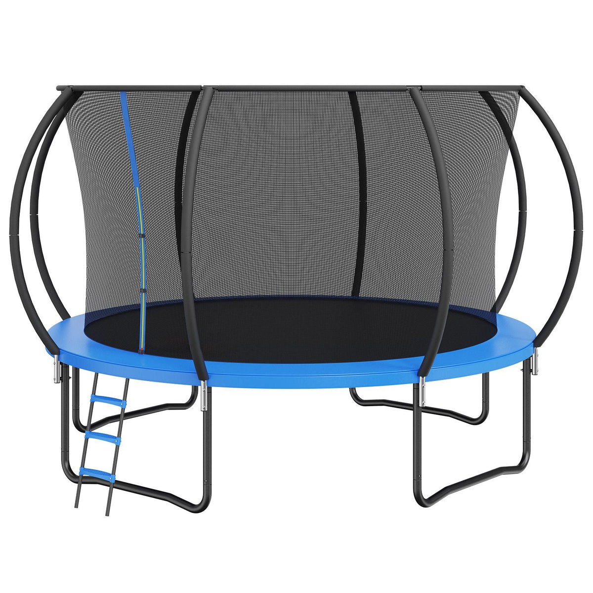 12FT Trampoline, 400 lbs Trampoline with Enclosure Net, Ladder, and Curved Pole, Heavy Duty Trampoline with Jumping Mat and Spring Cover Padding, Outdoor Recreational Trampolines for Kids Adults