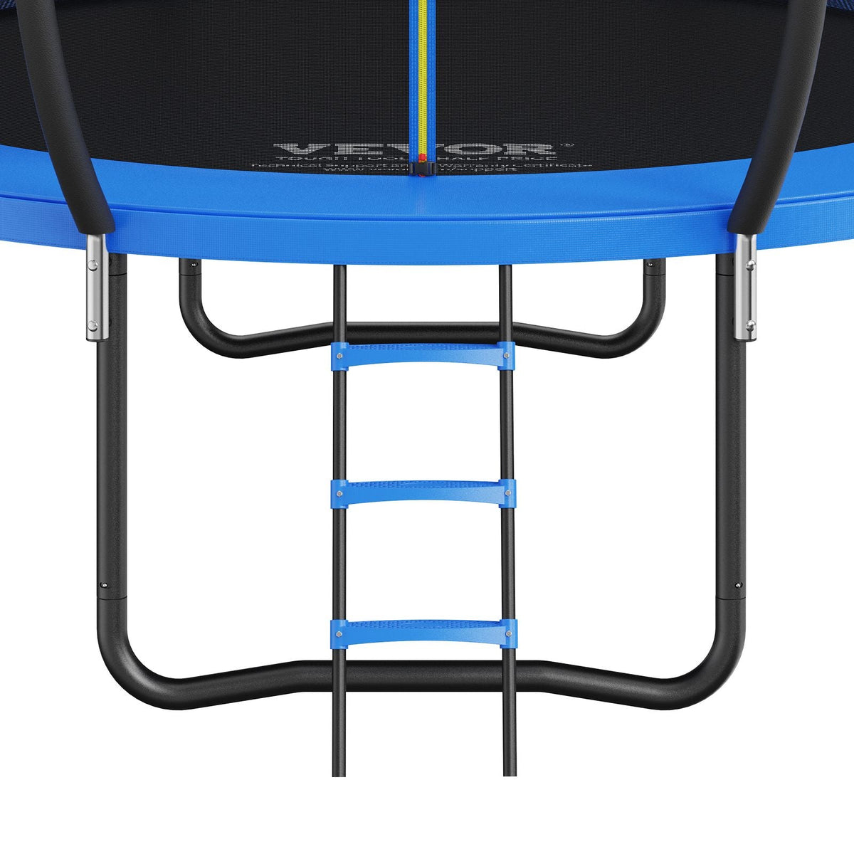 12FT Trampoline, 400 lbs Trampoline with Enclosure Net, Ladder, and Curved Pole, Heavy Duty Trampoline with Jumping Mat and Spring Cover Padding, Outdoor Recreational Trampolines for Kids Adults