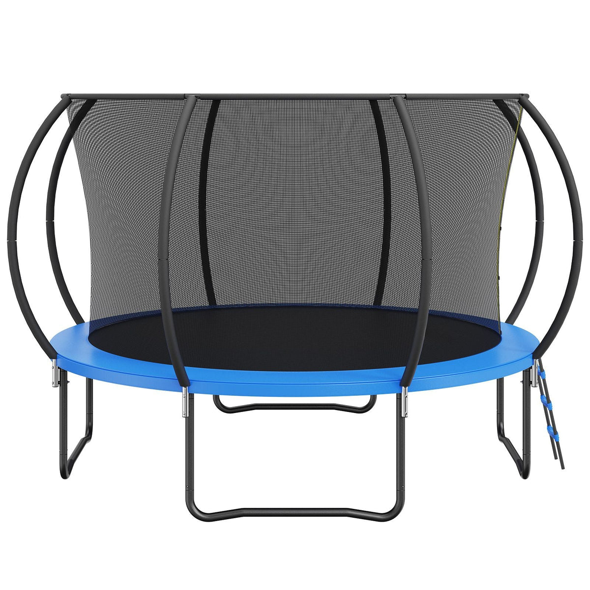12FT Trampoline, 400 lbs Trampoline with Enclosure Net, Ladder, and Curved Pole, Heavy Duty Trampoline with Jumping Mat and Spring Cover Padding, Outdoor Recreational Trampolines for Kids Adults