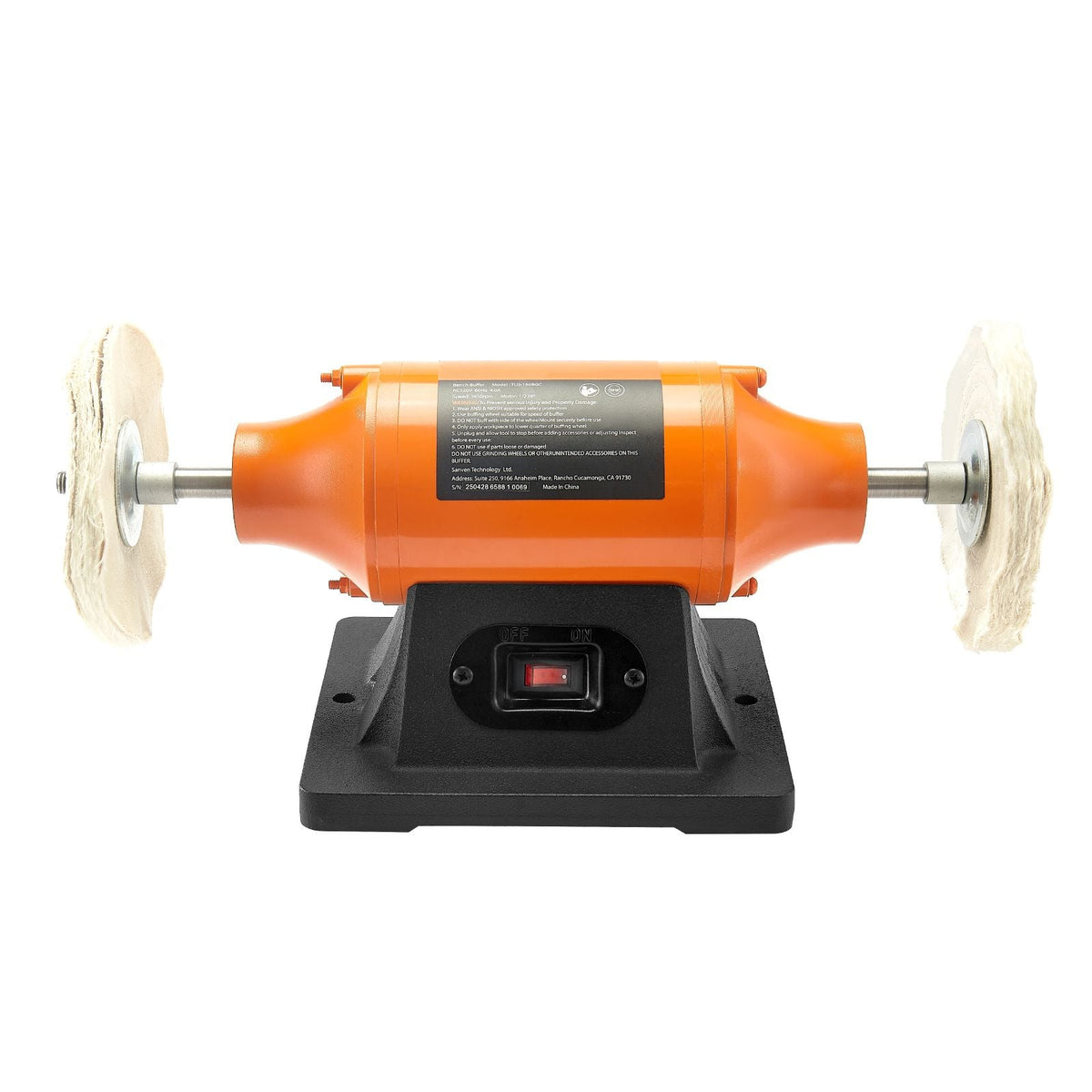 1/2HP Bench Buffer Polisher, 6-inch Bench Polishing Buffing Machine, 3450RPM Single Speed Benchtop Polisher with 2PCS Cloth Wheels & Cast Iron Base for Metal, Jewelry, Wood Polishing