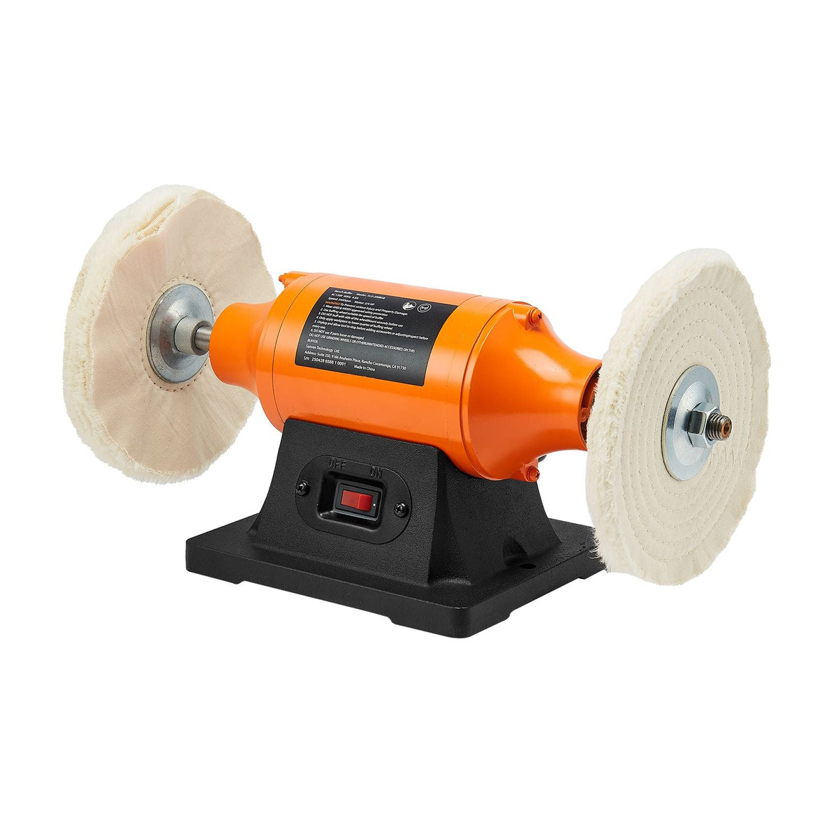 1/2HP Bench Buffer Polisher, 6-inch Bench Polishing Buffing Machine, 3450RPM Single Speed Benchtop Polisher with 2PCS Cloth Wheels & Cast Iron Base for Metal, Jewelry, Wood Polishing