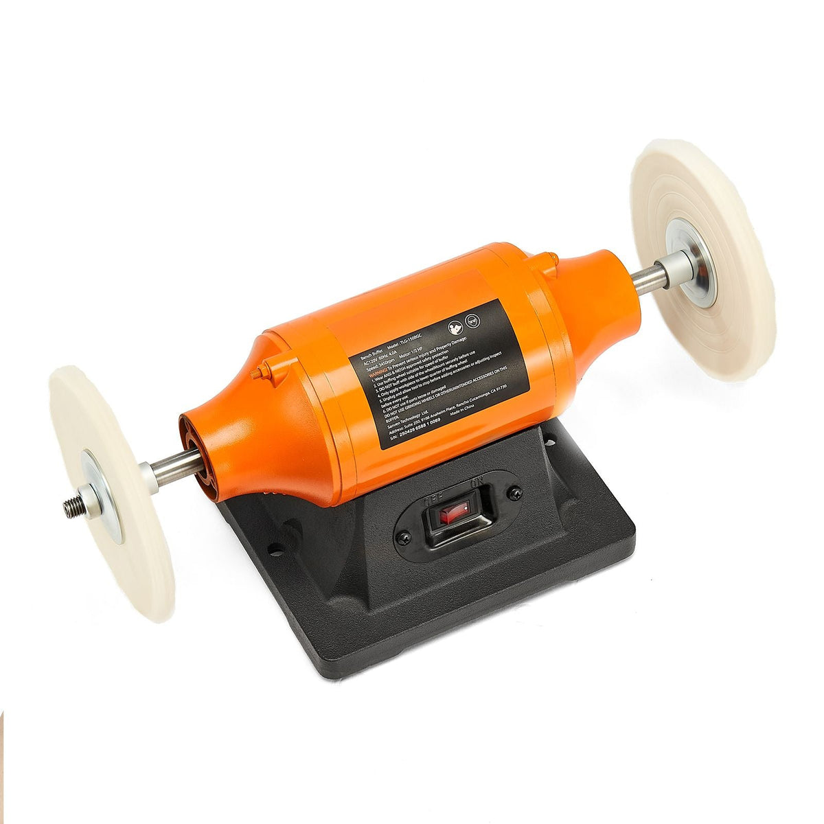 1/2HP Bench Buffer Polisher, 6-inch Bench Polishing Buffing Machine, 3450RPM Single Speed Benchtop Polisher with 2PCS Cloth Wheels & Cast Iron Base for Metal, Jewelry, Wood Polishing