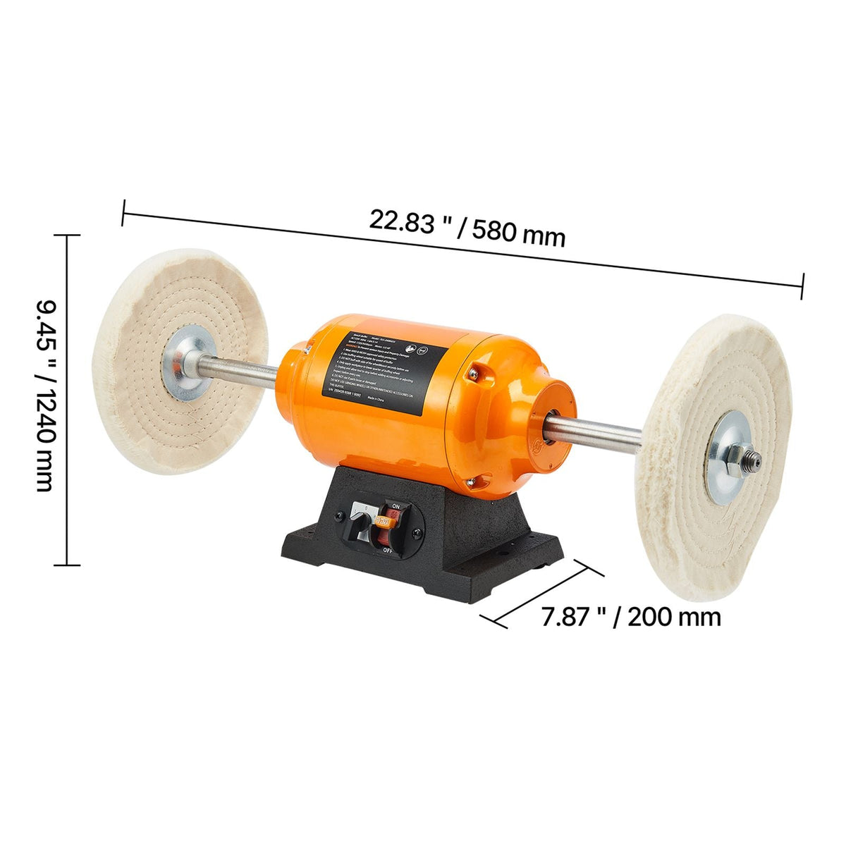 1/2HP Bench Buffer Polisher, 8-inch Bench Polishing Buffing Machine, 1725RPM/3450RPM Dual Speed Benchtop Polisher with 2PCS Cotton Wheels & Cast Iron Base for Metal, Jewelry, Wood Polishing