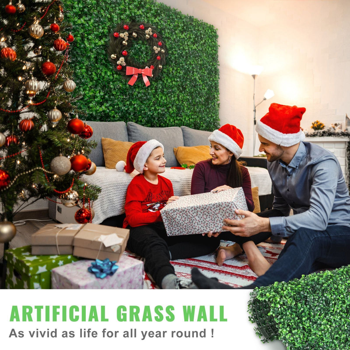 12PCS 20x20inch Artificial Boxwood Panels,Boxwood Hedge Wall Panels,Artificial Grass Backdrop Wall 1.6\",Privacy Hedge Screen UV Protected for Outdoor Indoor Garden Fence Backyard