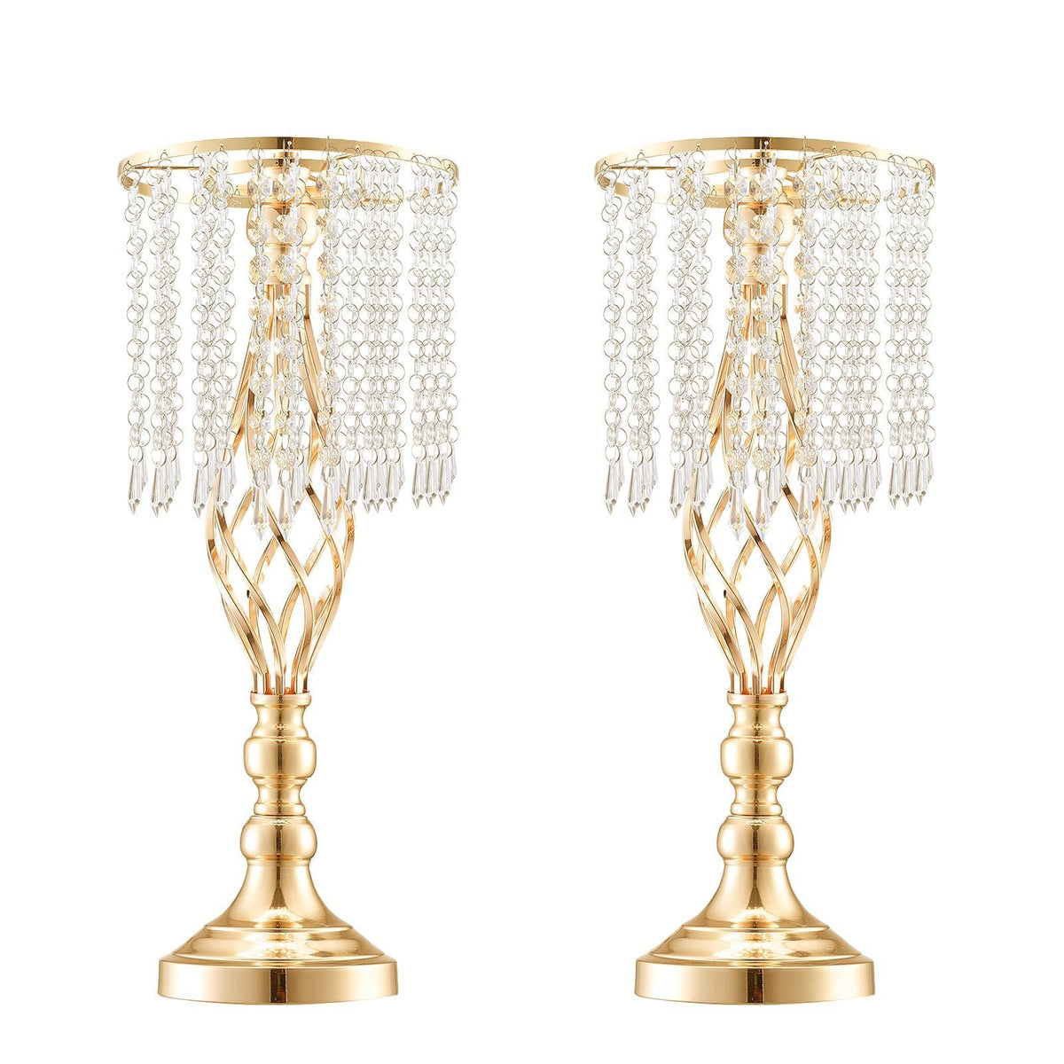 12PCS 49cm/19.3' Tall Crystal Wedding Flower Stand, Metal Wedding Centerpiece Vase, Gold Flower Holders Floral Display Rack for Tables Wedding Dinner Party, Ceremony Birthday Event Decor