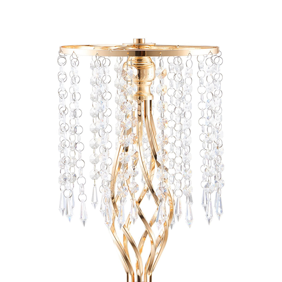 12PCS 49cm/19.3' Tall Crystal Wedding Flower Stand, Metal Wedding Centerpiece Vase, Gold Flower Holders Floral Display Rack for Tables Wedding Dinner Party, Ceremony Birthday Event Decor