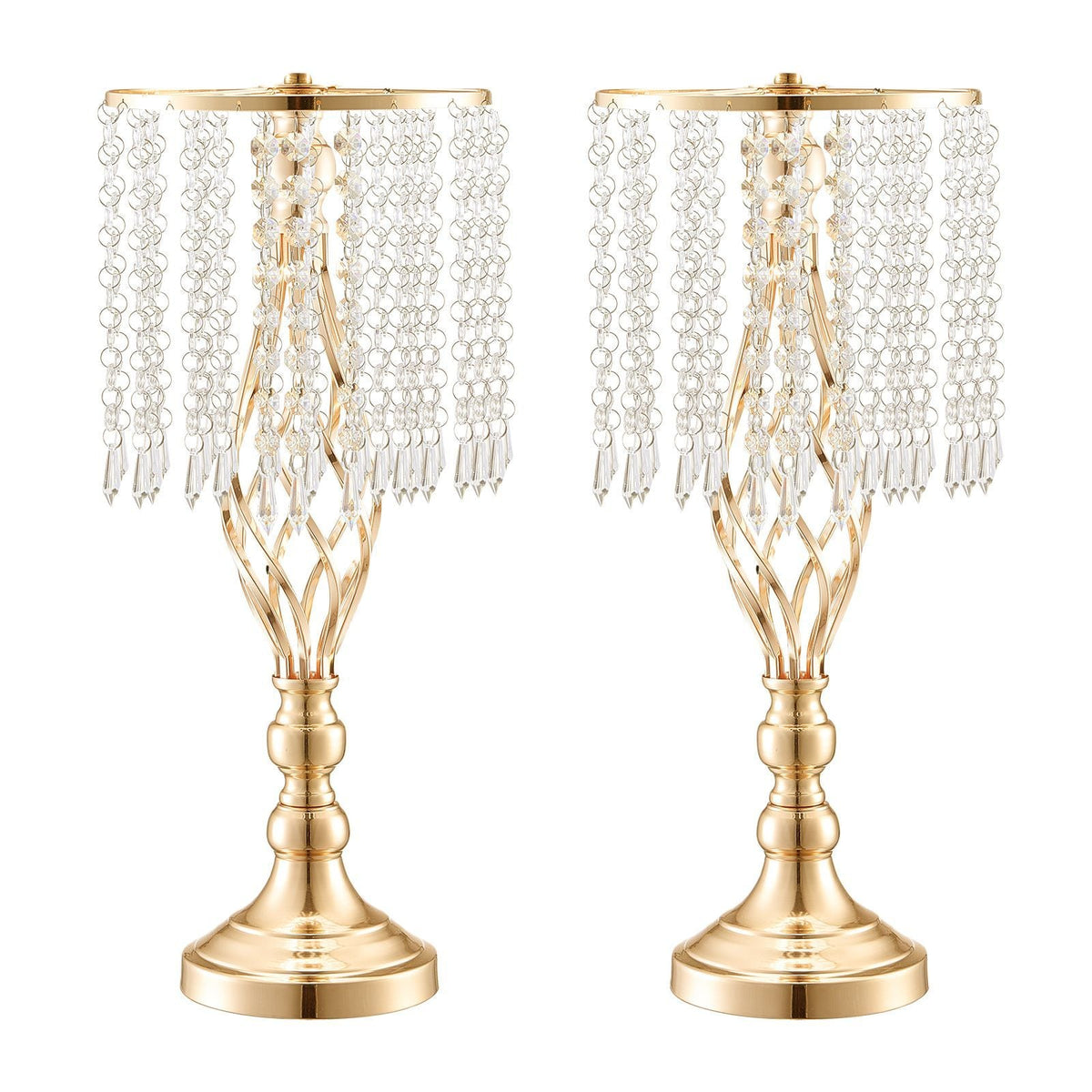 12PCS 49cm/19.3' Tall Crystal Wedding Flower Stand, Metal Wedding Centerpiece Vase, Gold Flower Holders Floral Display Rack for Tables Wedding Dinner Party, Ceremony Birthday Event Decor