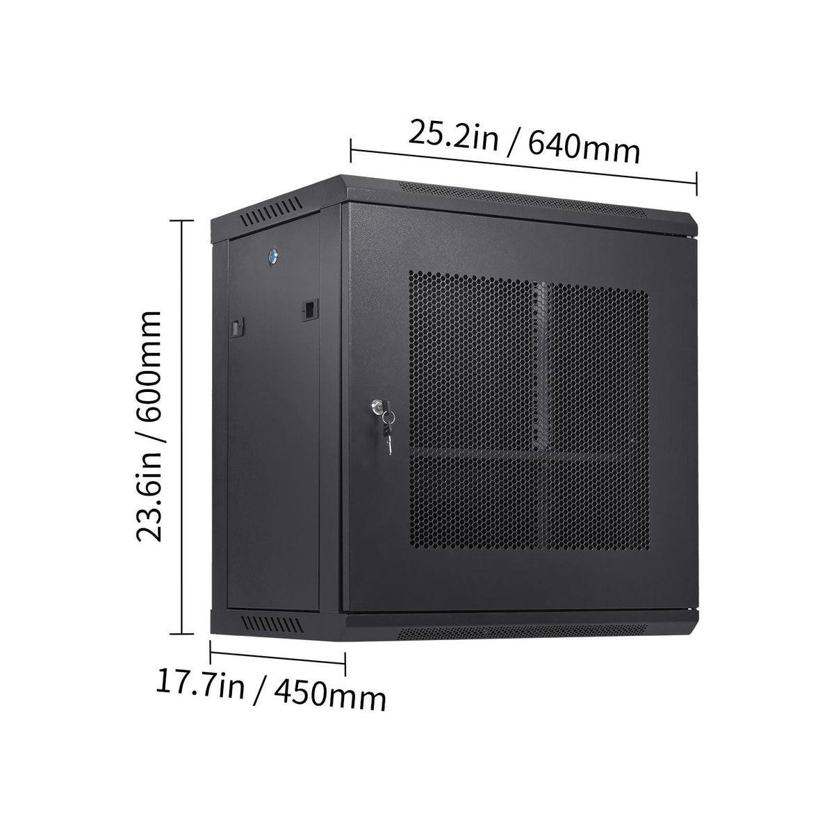 12U Wall Mount Server Cabinet, 15.5'' Depth, Network Rack Enclosure, Supports up to 200 lbs, Secure Locking System, Ideal for IT Hardware, Audio/Video Components