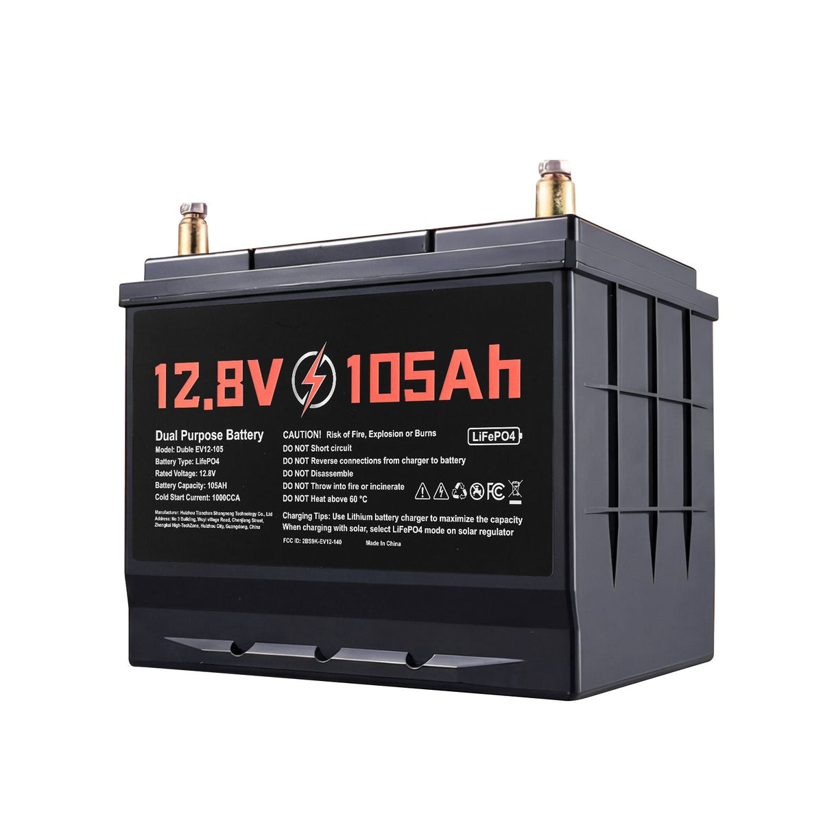 12V 105Ah Dual Purpose LiFePO4 Lithium Battery, 1000 CCA Group 24, Lithium-ion Starter Battery Plus Deep Cycle, Built-in Smart BMS, Car Start-Stop, for Automotive, Trolling Motor, Marine, RV