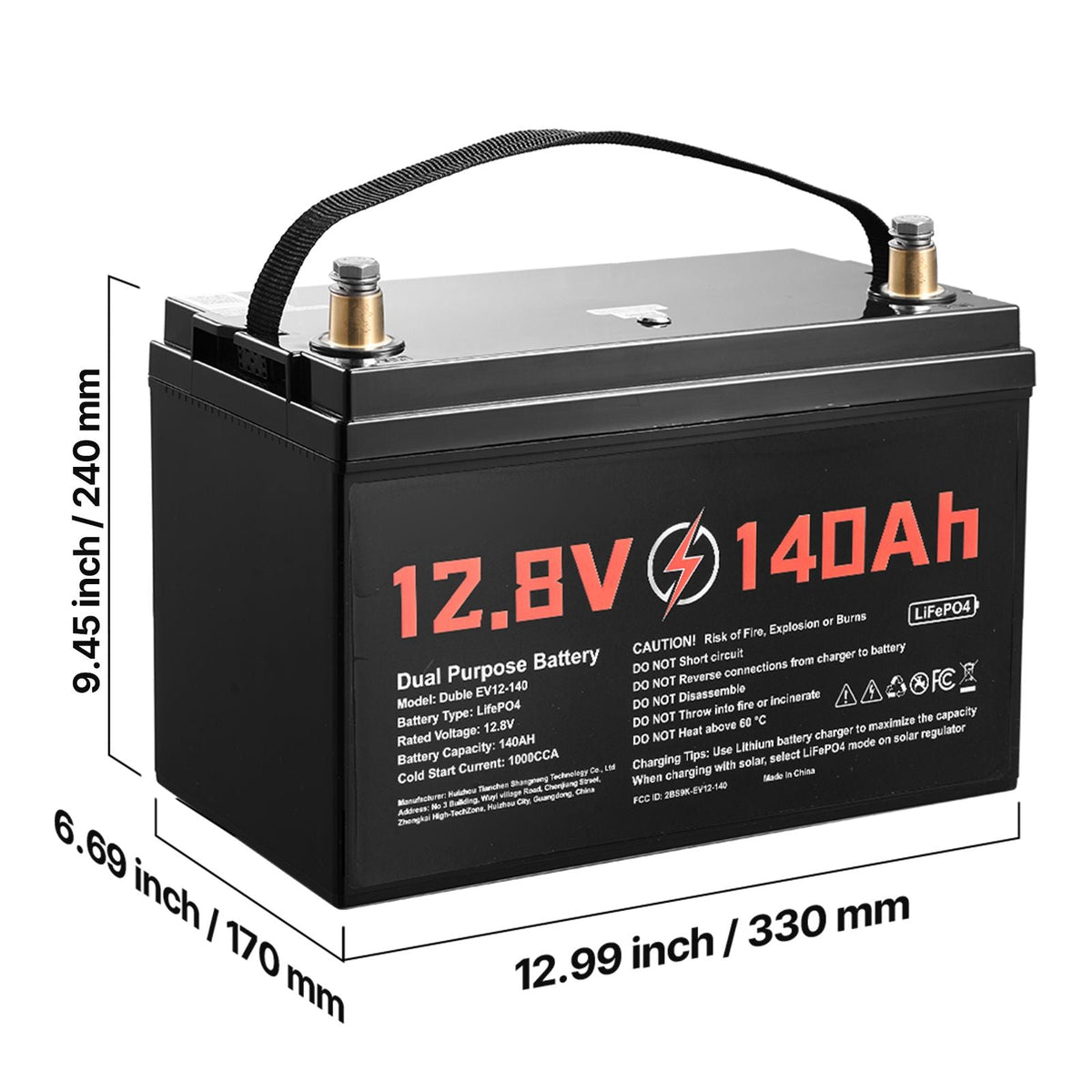 12V 140Ah Dual Purpose LiFePO4 Lithium Battery, 1000 CCA Group 31, Lithium-ion Starter Battery Plus Deep Cycle, Built-in Smart BMS, Car Start-Stop, for Automotive, Trolling Motor, Marine, RV
