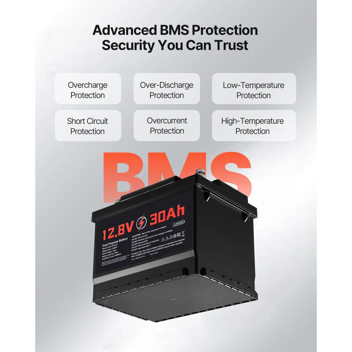 12V 30Ah Dual Purpose LiFePO4 Lithium Battery, 600 CCA Group 47, Car Start-Stop Lithium-ion Starter Battery Plus Deep Cycle, Built-in Smart BMS, for Automotive, Trolling Motor, Engine Starting
