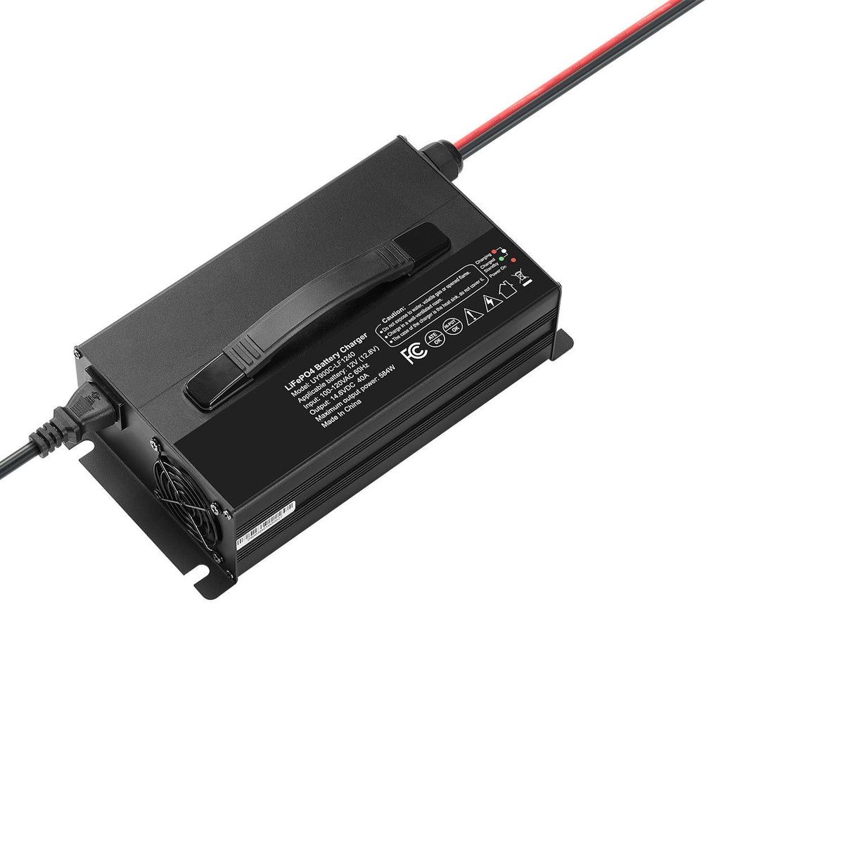 12V 40A Lithium Battery Charger, 14.6V, AC-DC LiFePO4 Smart Charger, with Anderson Connector, LED Indicator, 0V Activation, for Lithium LiFePO4 Deep Cycle Rechargeable Batteries of Boat, RV