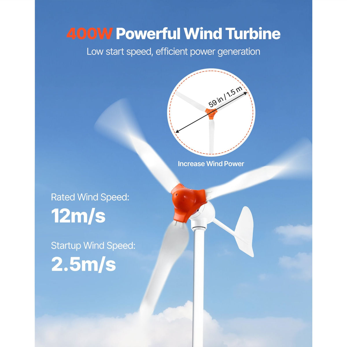 12V 600W Solar Wind Power Kit, 2PCS 100W Solar Panel + 400W Wind Turbine + 12.8V 100Ah LiFePO4 Battery + 1000W Power Inverter + MPPT Wind/Solar Hybrid Controller for Home RV Boat Farm Off-Grid