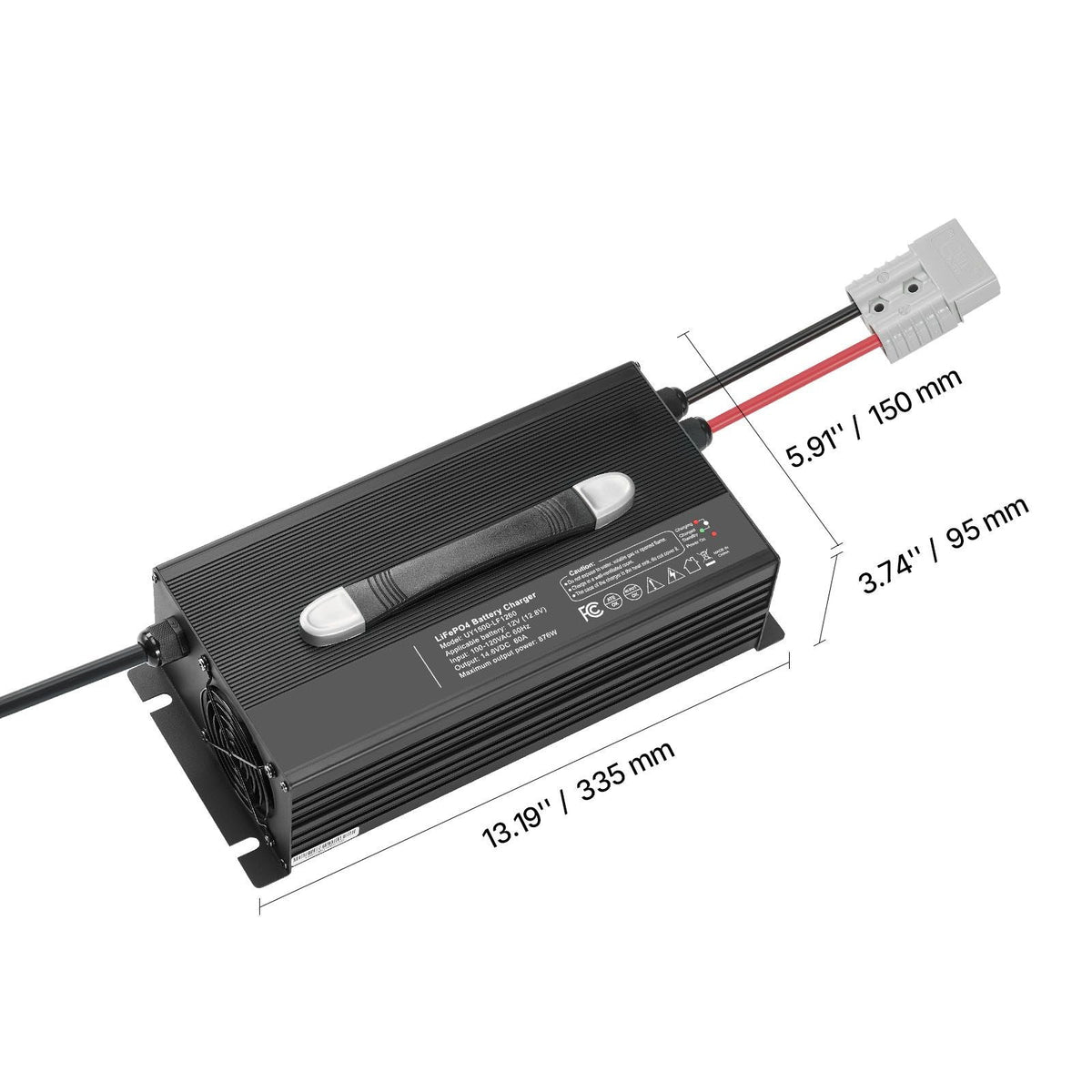 12V 60A Lithium Battery Charger, 14.6V, AC-DC LiFePO4 Smart Charger, with Anderson Connector, LED Indicator, 0V Activation, for Lithium LiFePO4 Deep Cycle Rechargeable Batteries of Boat, RV