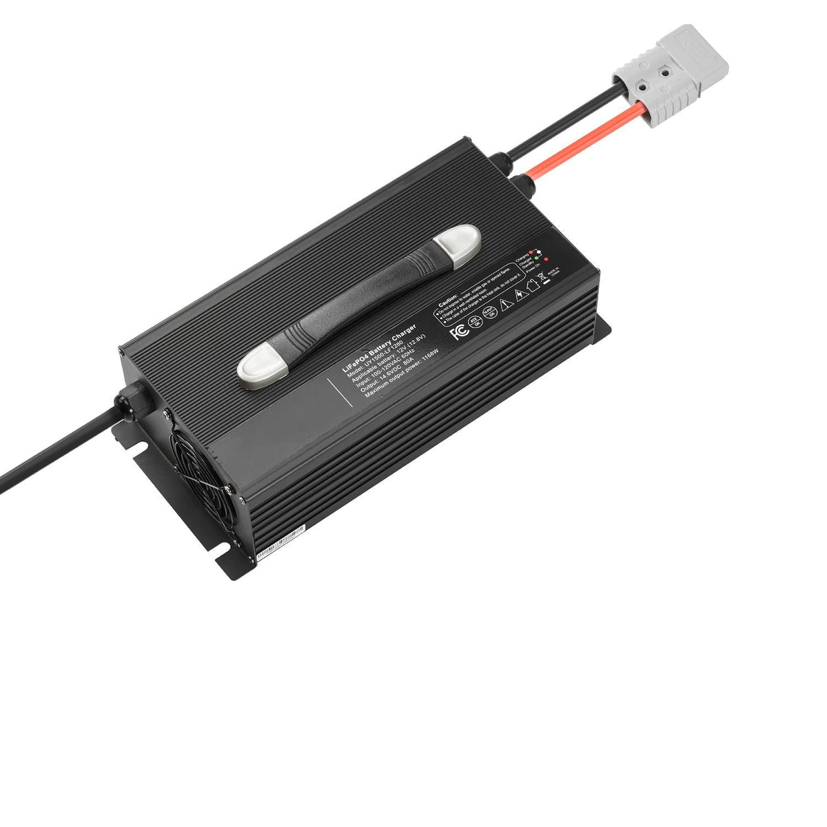 12V 80A Lithium Battery Charger, 14.6V, AC-DC LiFePO4 Smart Charger, with Anderson Connector, LED Indicator, 0V Activation, for Lithium LiFePO4 Deep Cycle Rechargeable Batteries of Boat, RV