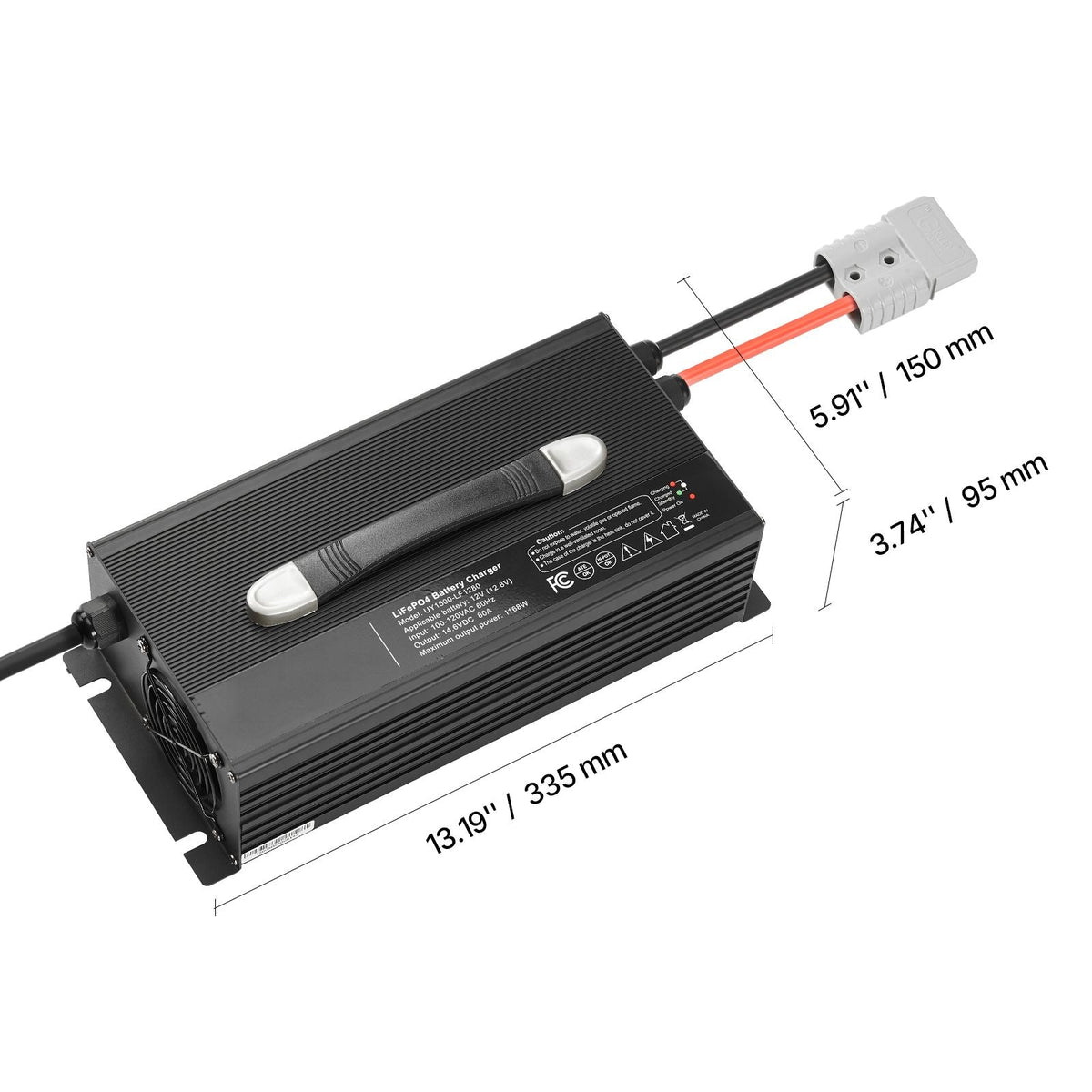 12V 80A Lithium Battery Charger, 14.6V, AC-DC LiFePO4 Smart Charger, with Anderson Connector, LED Indicator, 0V Activation, for Lithium LiFePO4 Deep Cycle Rechargeable Batteries of Boat, RV