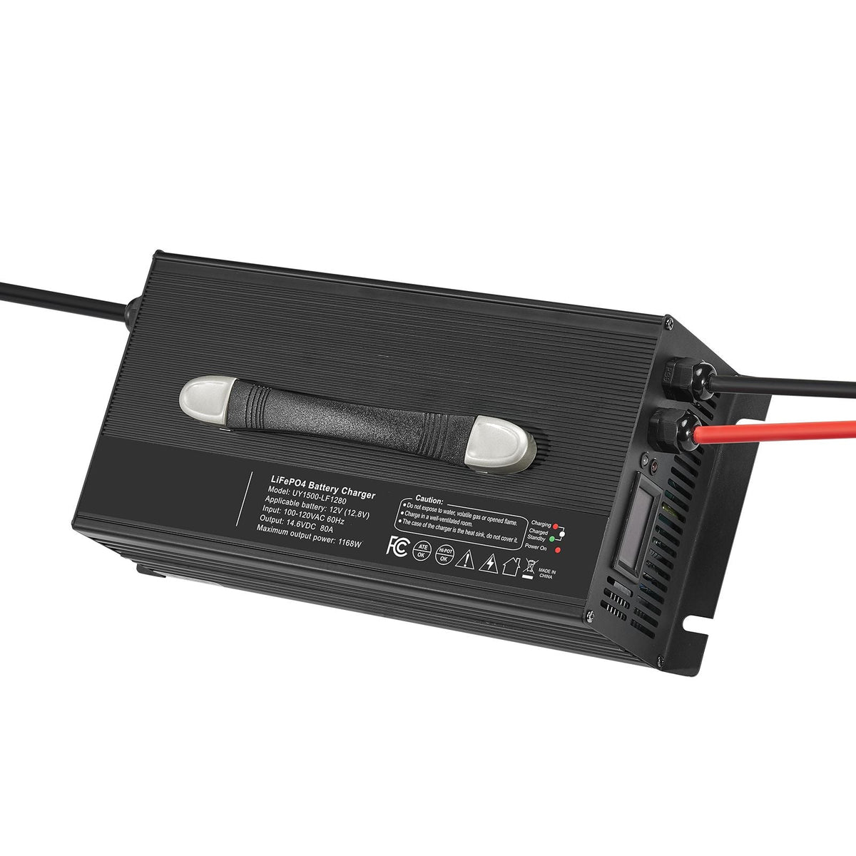 12V 80A Lithium Battery Charger, 14.6V, AC-DC LiFePO4 Smart Charger, with Anderson Connector, LED Indicator, 0V Activation, for Lithium LiFePO4 Deep Cycle Rechargeable Batteries of Boat, RV