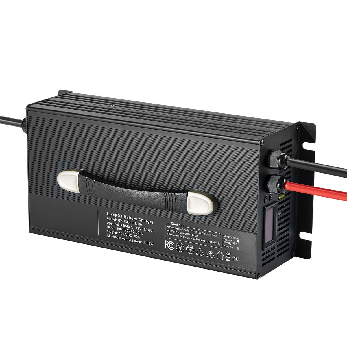 12V 80A Lithium Battery Charger, 14.6V, AC-DC LiFePO4 Smart Charger, with Anderson Connector, LED Indicator, 0V Activation, for Lithium LiFePO4 Deep Cycle Rechargeable Batteries of Boat, RV