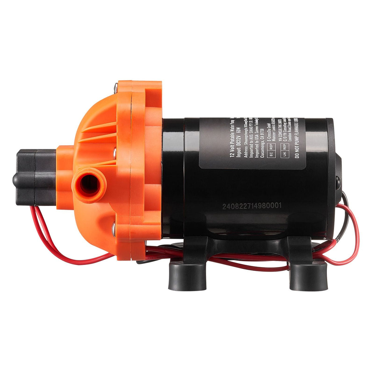 12V Diaphragm Pump, 1.8 GPM (6.81 L/min), 3-Chamber 12 Volt DC Water Pump with Automatic Pressure Switch 40-100 PSI Adjustable, 60 PSI, 1/2'' MNPT Port, for RV Yacht Food Truck Camper Marine