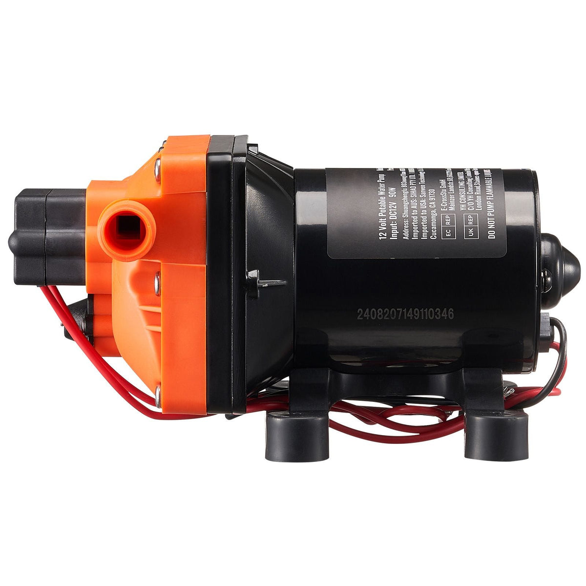 12V Diaphragm Pump, 3 GPM (11.36 L/min), 4-Chamber 12 Volt DC Water Pump with Automatic Pressure Switch 40-100 PSI Adjustable, 55 PSI, 1/2'' MNPT Port, for RV Yacht Food Truck Camper Marine