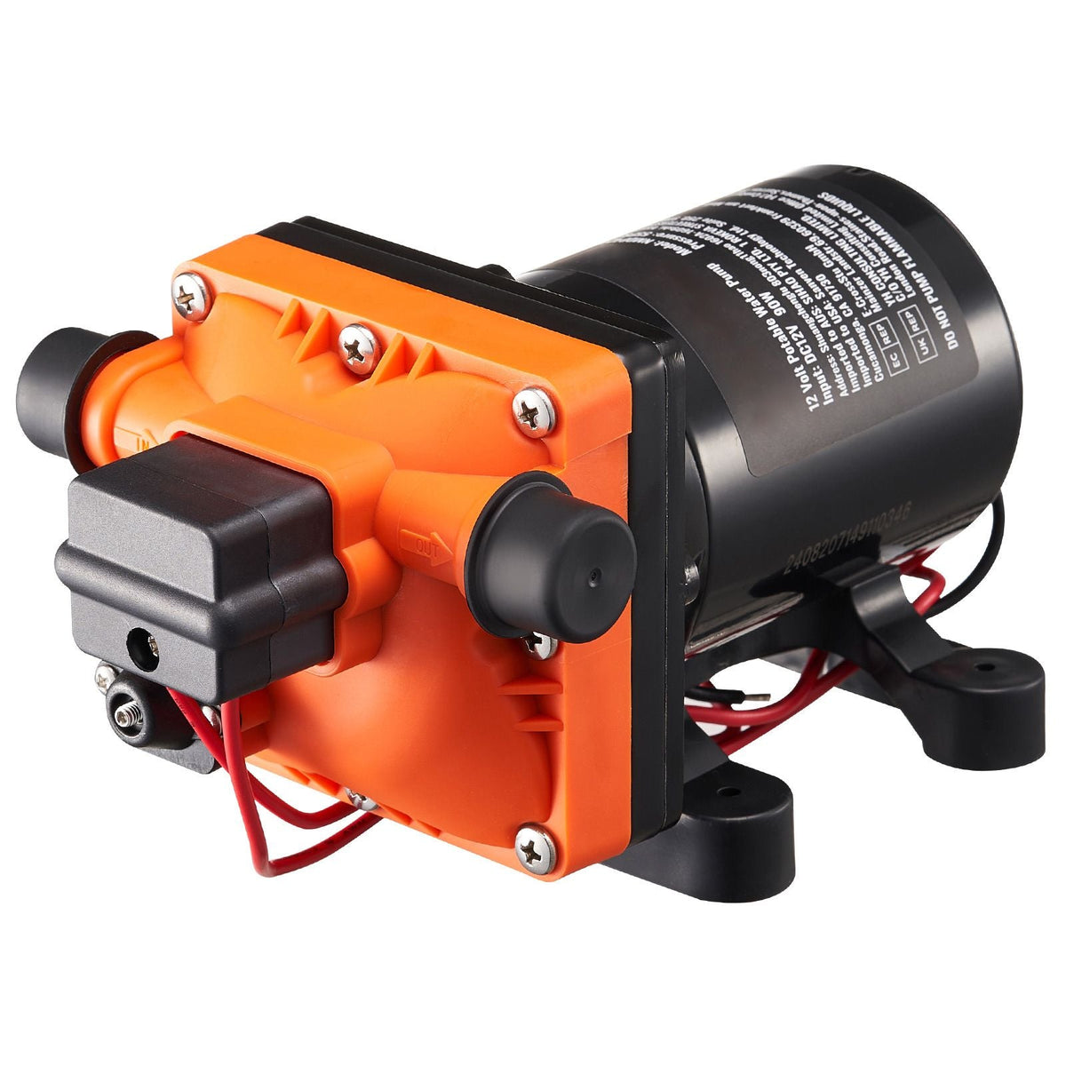 12V Diaphragm Pump, 3 GPM (11.36 L/min), 4-Chamber 12 Volt DC Water Pump with Automatic Pressure Switch 40-100 PSI Adjustable, 55 PSI, 1/2'' MNPT Port, for RV Yacht Food Truck Camper Marine