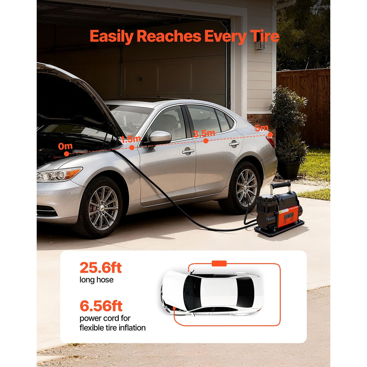 12V Heavy Duty Air Compressor, Auto-Stop Portable Tire Inflator with LCD Digital Display, 7.14 CFM 150PSI Offroad Air Pump with Adapters for Trucks Car SUV 4 x 4 Vehicle RV