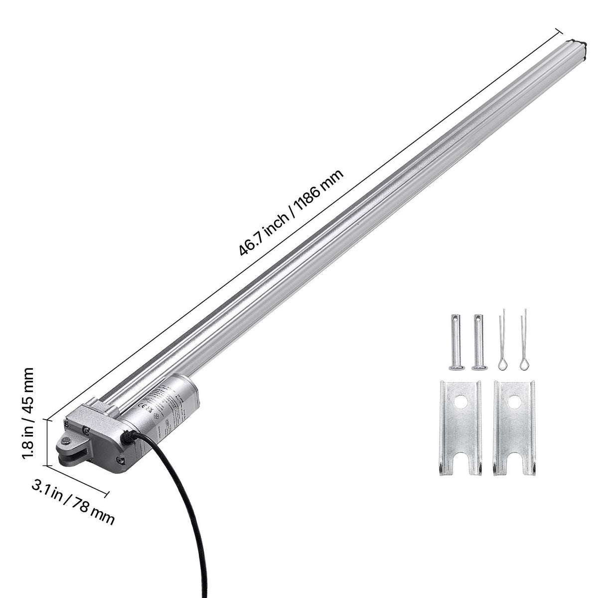12V Linear Actuator, 40 Inch IP65 Waterproof Linear Actuator, 675lbs/3000N 0.2"/s Motion Actuators with Mounting Bracket for Outdoor Use