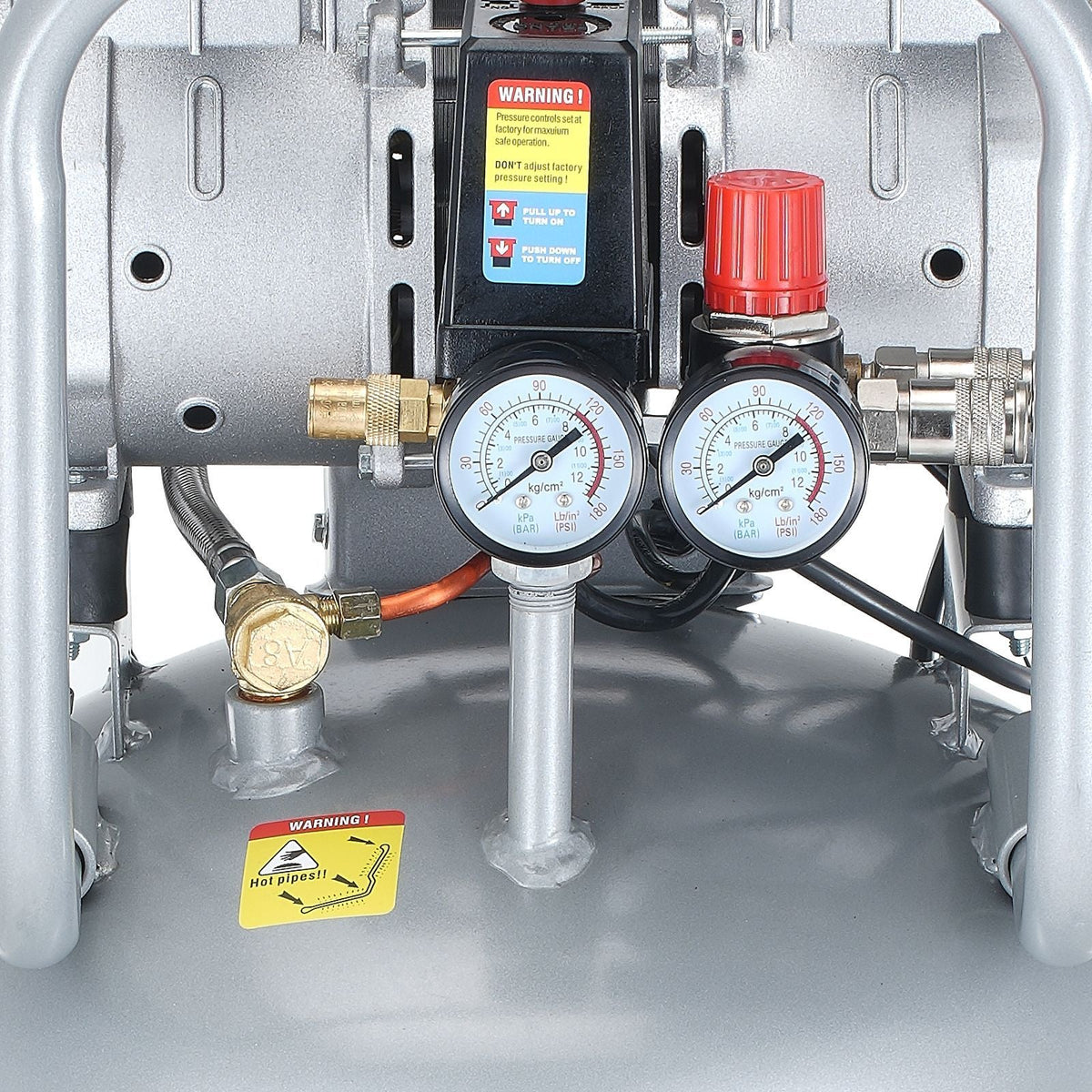 13 Gallon Air Compressor, 2HP 4.6 SCFM@90PSI Oil Free Air Compressor Tank, 66dB Ultra-Quiet Compressor for Tire Inflation, Auto Repair, Woodwork Nailing, Spray Painting (125PSI Max Pressure)