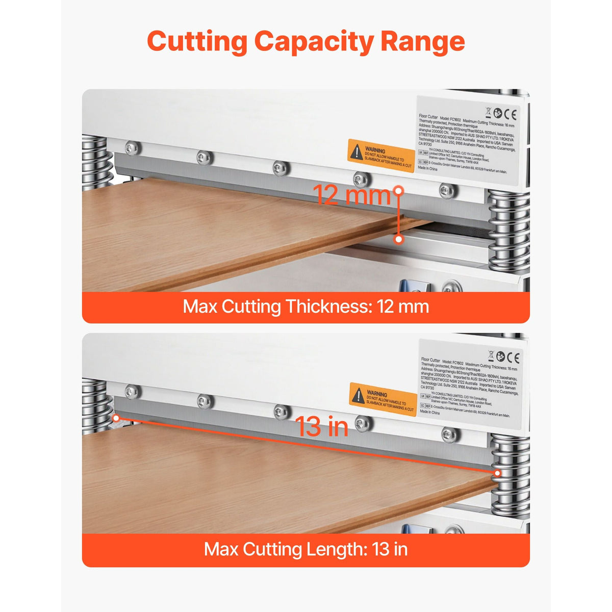 13 inch Vinyl Floor Cutter, 12mm Thick Laminate Flooring Cutter with 15°/30°/45° Adjustable Angle Settings, Flexible Wheels, Telescoping Handle, Certain Engineered Wood, LVT, VCT, SPC, LVP, WPC