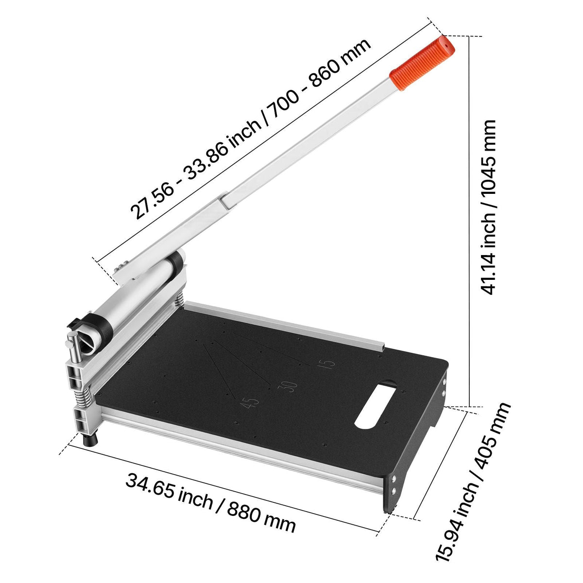 13 inch Vinyl Floor Cutter, 12mm Thick Laminate Flooring Cutter with 15°/30°/45° Adjustable Angle Settings, Flexible Wheels, Telescoping Handle, Certain Engineered Wood, LVT, VCT, SPC, LVP, WPC