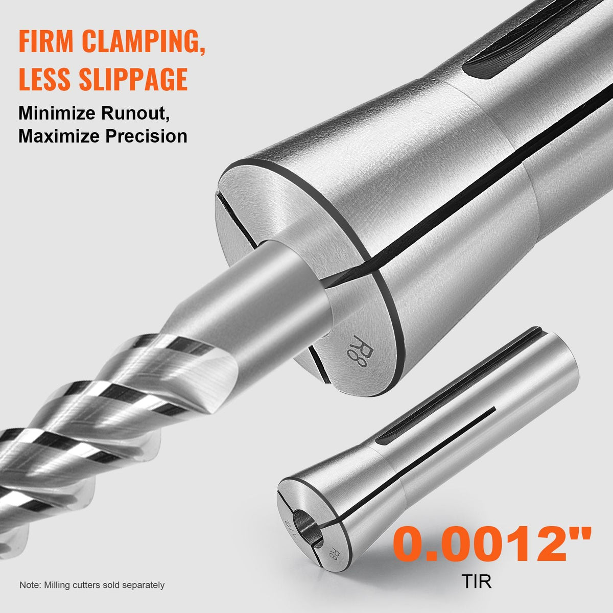 13 pcs Precision R8 Collet Set, 1/8'' - 7/8'', 45# Mill Collet Chuck 0.0012"/30μm TIR with 13 Labeled Storage Boxes, for Milling Machine Drill Presses Boring Machine Machining Center