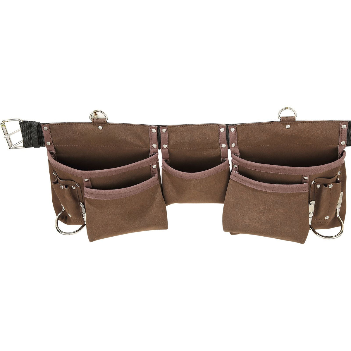 13 Pockets Tool Belt, Adjusts from 29 Inches to 54 Inches, Leather Heavy Duty Tool Pouch Bag with Dual Hammer Loops, Tool Bag for Electrician, Carpenter, Handyman, Construction, Framer, Brown