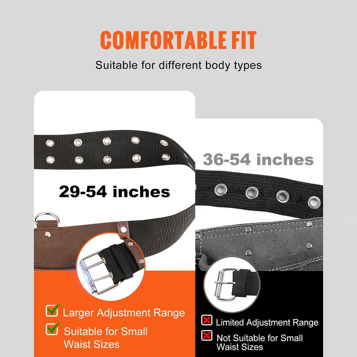 13 Pockets Tool Belt, Adjusts from 29 Inches to 54 Inches, Leather Heavy Duty Tool Pouch Bag with Dual Hammer Loops, Tool Bag for Electrician, Carpenter, Handyman, Construction, Framer, Brown