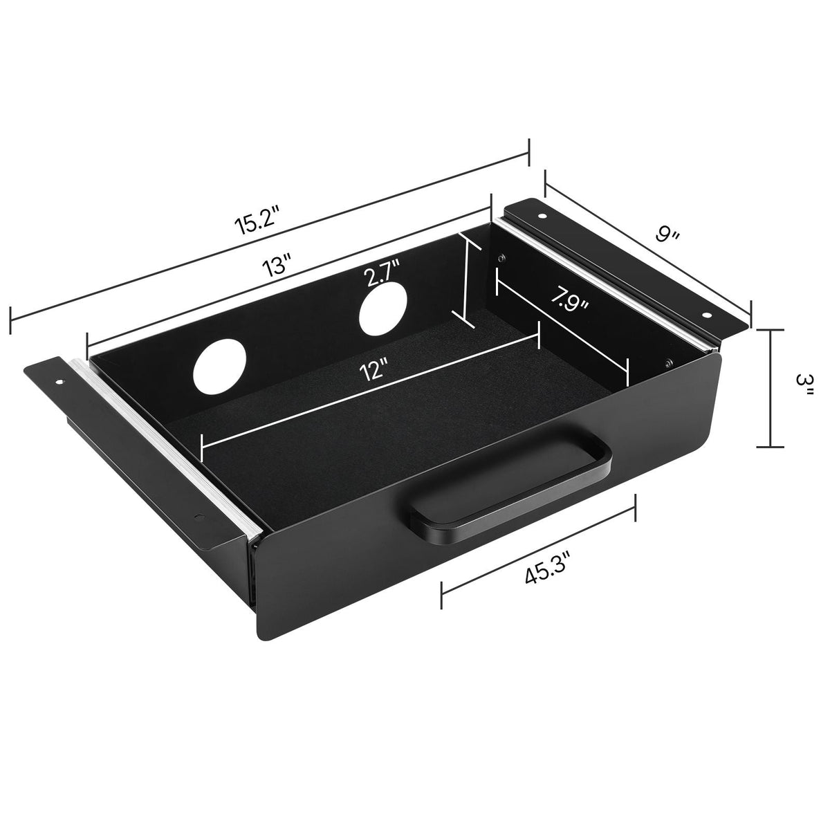 13" Wide Under Desk Drawer Slide Out, Under Desk Mounted Pull-out Drawer Attachment, Hidden Desktop Storage Organizer, Under Table Pencil Drawer for office Home Sit Stand Workstation, 15x9x3 in