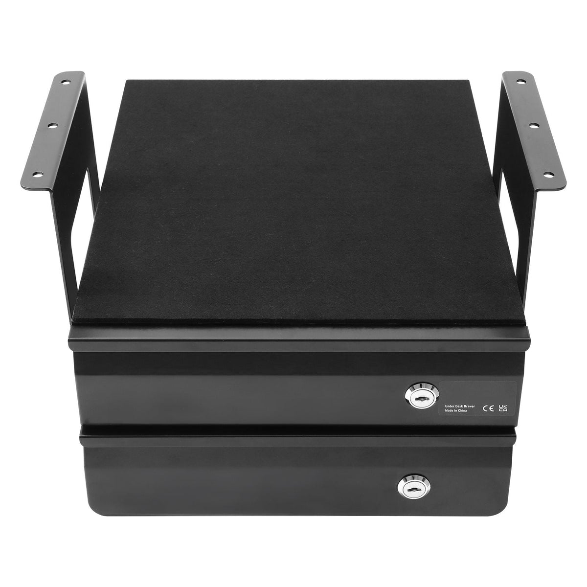 13" Wide Under Desk Drawer Slide Out, Under Table Pull-out Drawer Attachment, Hidden Desktop 2 Layer Storage Organizer, Lockable Undermount Pencil Drawer for Sit Stand Workstation, 14x13x10 in