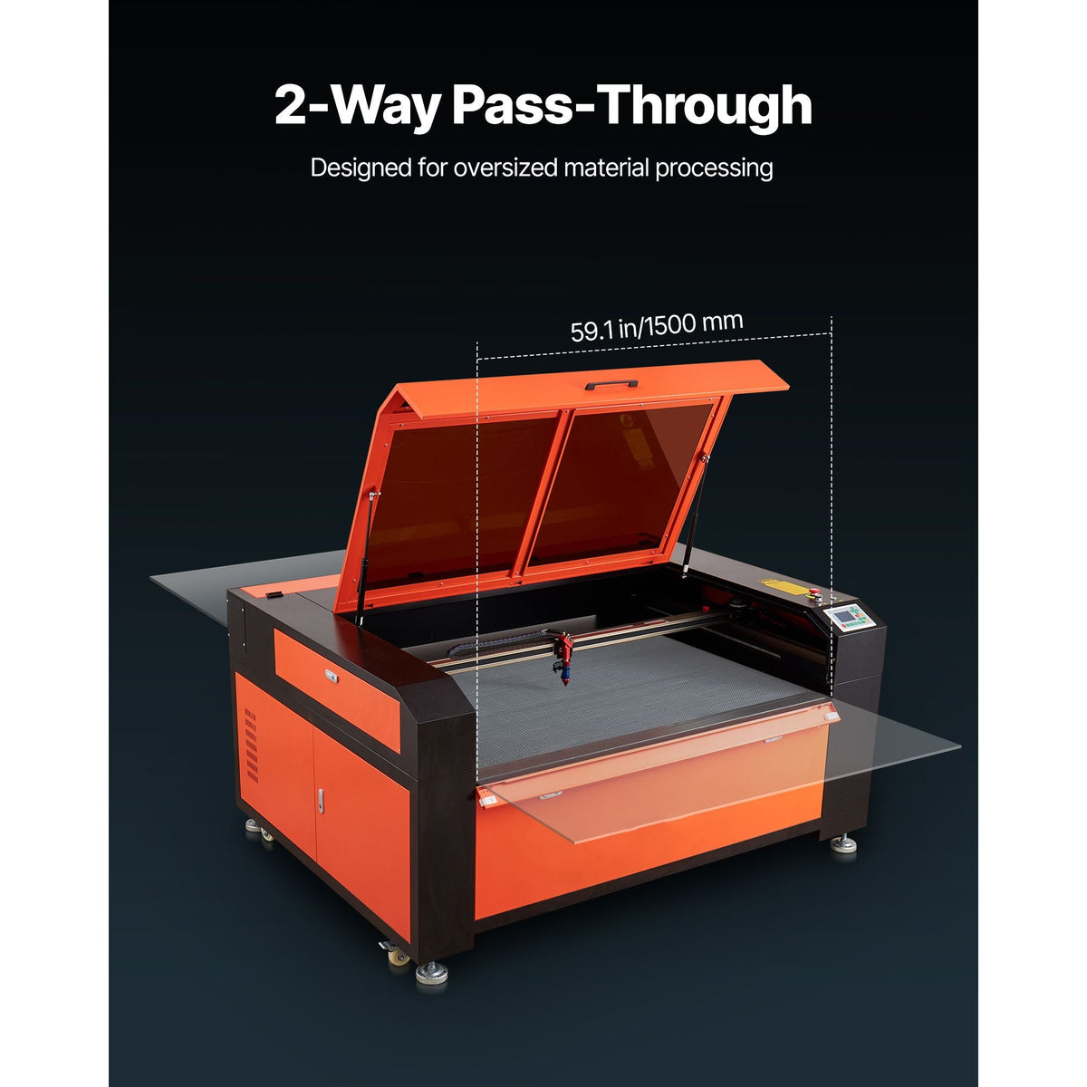 130W CO2 Laser Engraver, 55 x 35 in, CO2 Laser Engraver Cutter Machine with Water Chiller, 2 Way Pass Air Assist, 1200 mm/s Speed, Autofocus Engraving Cutting Machine, for Wood Acrylic Glass