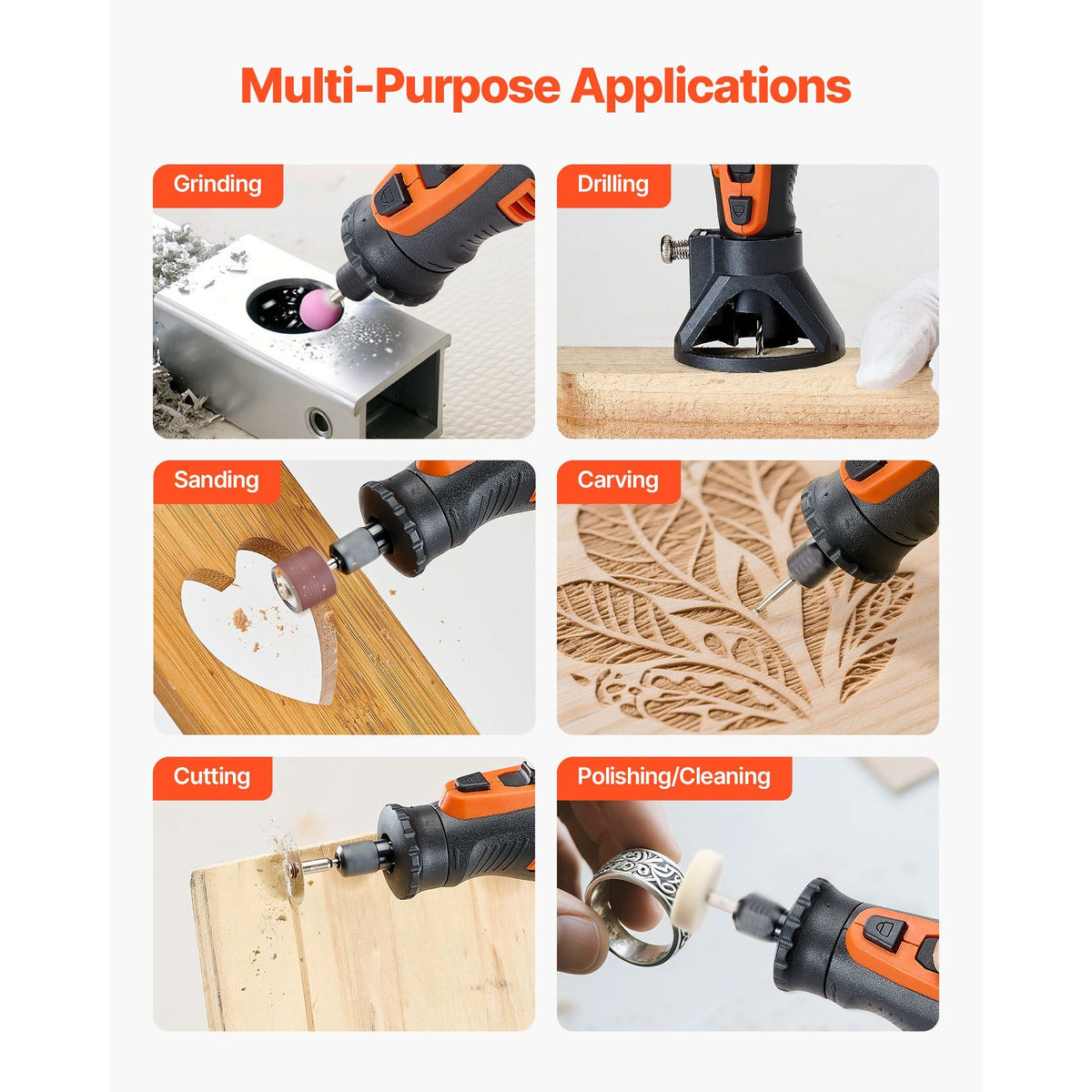 136-Piece Cordless Rotary Tool Kit, DC8V Portable Mini Power Rotary Tool, 5 Speeds 5000-30000RPM Multi-Purpose DIY Tools for Engraving, Sanding, Polishing, Carving, Grinding, Cutting, DIY Craft