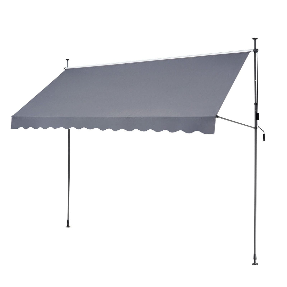 138 x 47" Patio Awning Retractable, Awning Sunshade Shelter with Manual Crank Handle, Outdoor Patio Canopy Sunsetter Deck, Adjustable Height from 86 to 122 in, for Patio/Balcony/Yard, Dark Gray