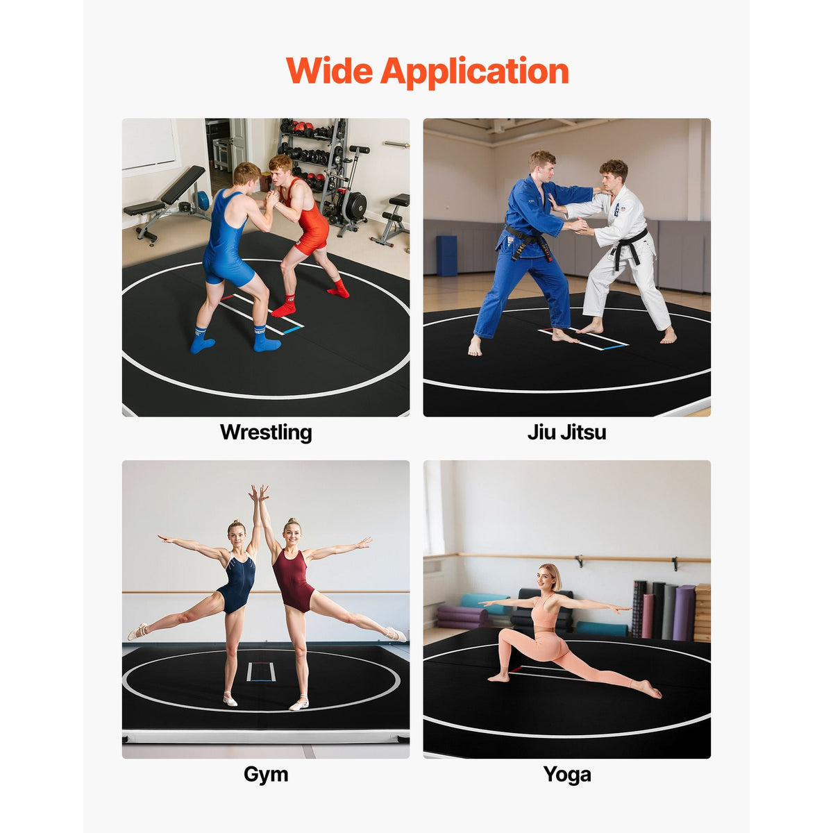 13x13 ft Wrestling Mat Inflatable, Martial Arts Thick Mat for Home Gym Exercise, PVC Foldable Training Mats with Circles and 600W Air Pump, for Gymnastics, Tatami, Jiu Jitsu BJJ MMA Judo, Black