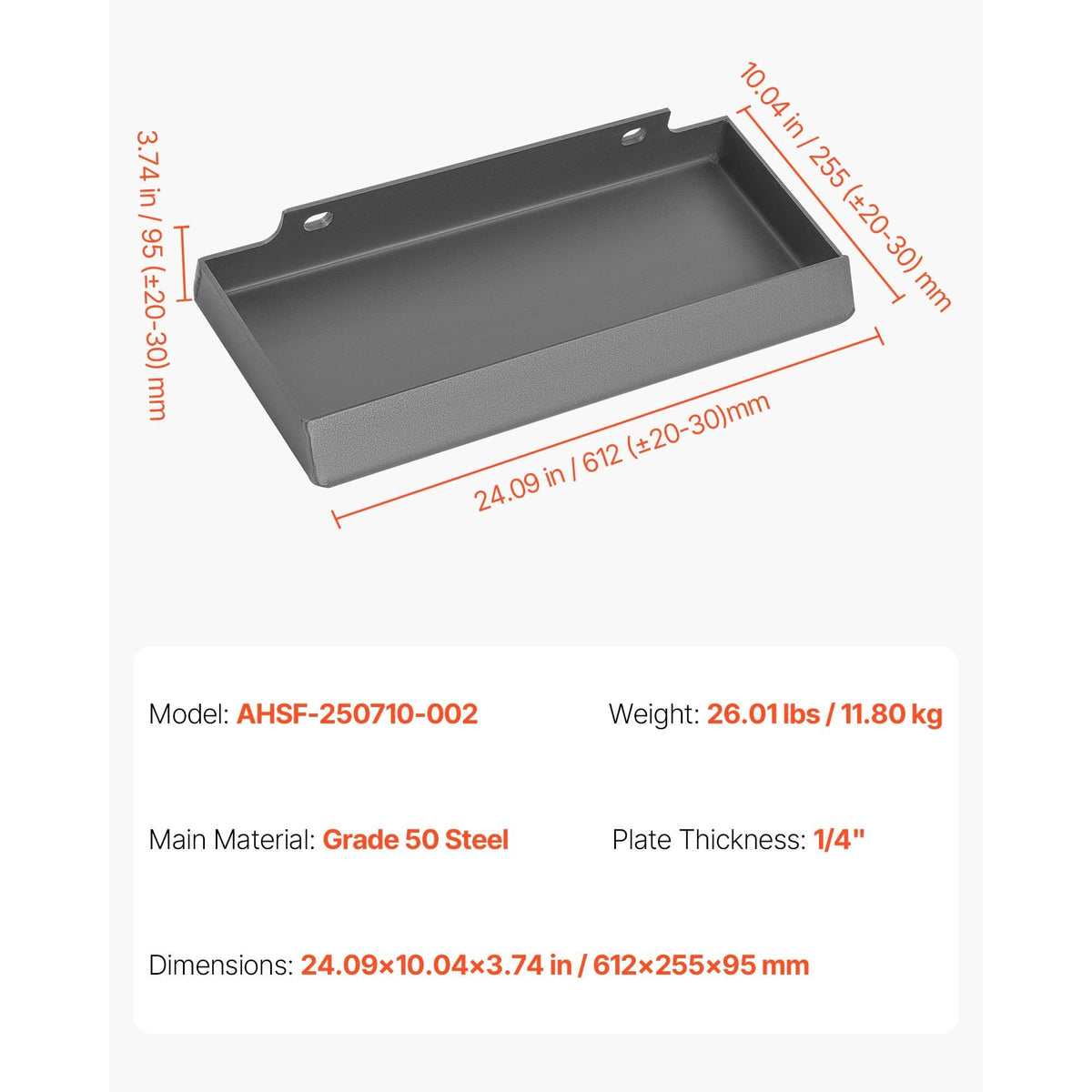 1/4 in Skid Steer Mount Plate, Universal Quick Attach Mount Plate, Easy to Bolt, 1500lbs Load Capacity, Heavy Duty Steel Loader Plates Compatible with Toro Dingo Skid Steers & Tractors