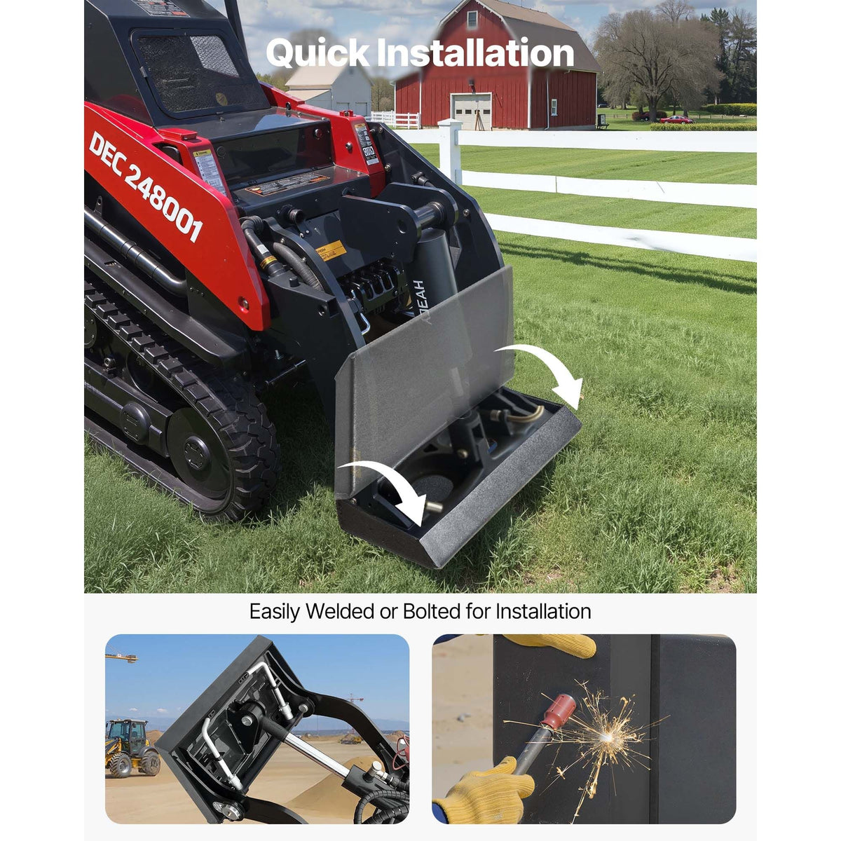 1/4 in Skid Steer Mount Plate, Universal Quick Attach Mount Plate, Easy to Bolt, 1500lbs Load Capacity, Heavy Duty Steel Loader Plates Compatible with Toro Dingo Skid Steers & Tractors