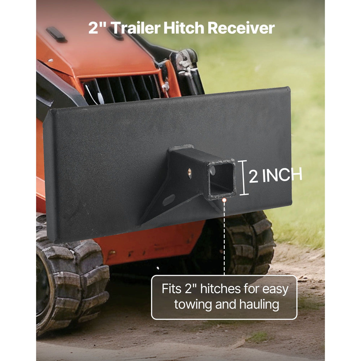 1/4 in Skid Steer Mount Plate with 2" Receiver Hitch, Universal Quick Attach Mount Plate, 1500lbs Capacity, Heavy Duty Steel Loader Plates Compatible with Toro Dingo Skid Steers & Tractors