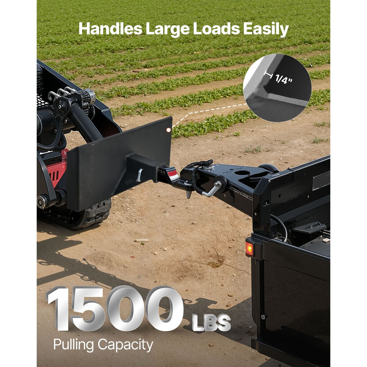 1/4 in Skid Steer Mount Plate with 2" Receiver Hitch, Universal Quick Attach Mount Plate, 1500lbs Capacity, Heavy Duty Steel Loader Plates Compatible with Toro Dingo Skid Steers & Tractors